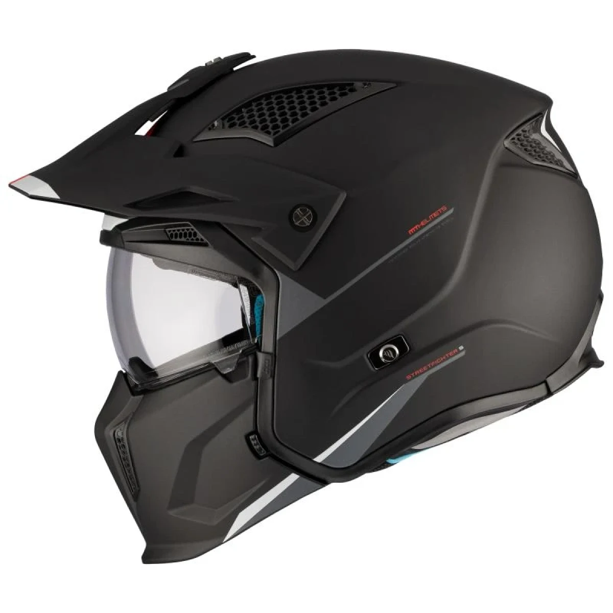 MT Helmets Streetfighter SV S Solid A1 černá matná s iridiovou clonou - otevřená přilba s maskou - Velikost: 53-54 | Barva: Čierna · záber 1