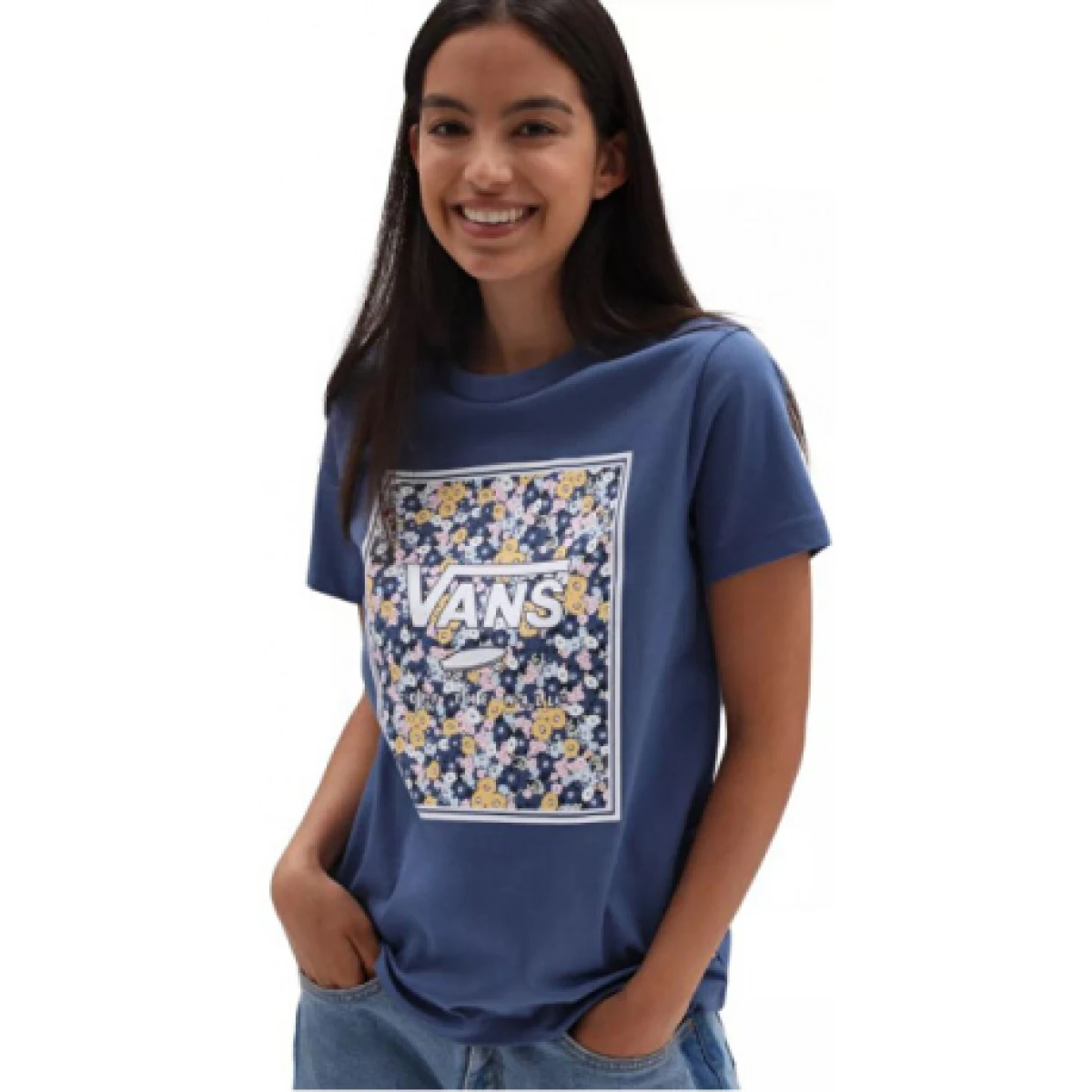 Dámske tričko s krátkym rukávom VANS DECO BOX TRUE NAVY · záber 1