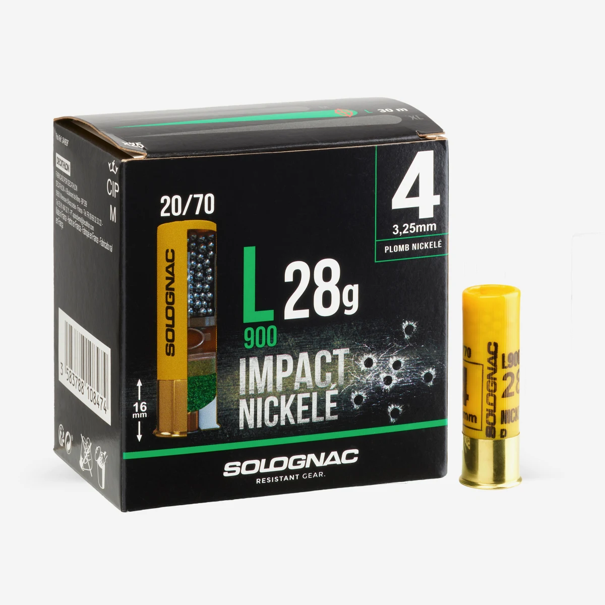 SOLOGNAC Náboj L900 28 g NI kaliber 20/70 brok č. 4 25 ks N° 4 · záber 1