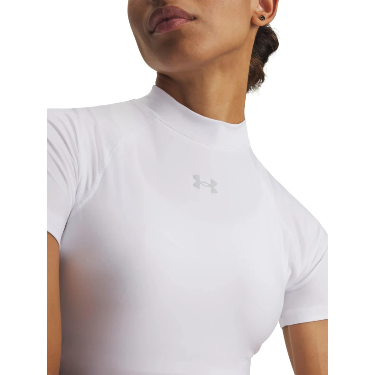 Dámske kompresné tričko s krátkym rukávom UNDER ARMOUR HeatGear Crop Mock SS-WHT · záber 2