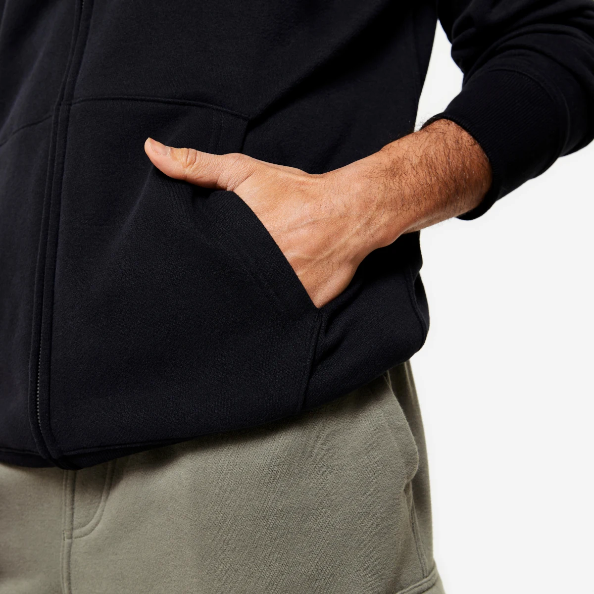 DOMYOS Pánska mikina na zips s kapucňou na fitness čierna 5XL · záber 2