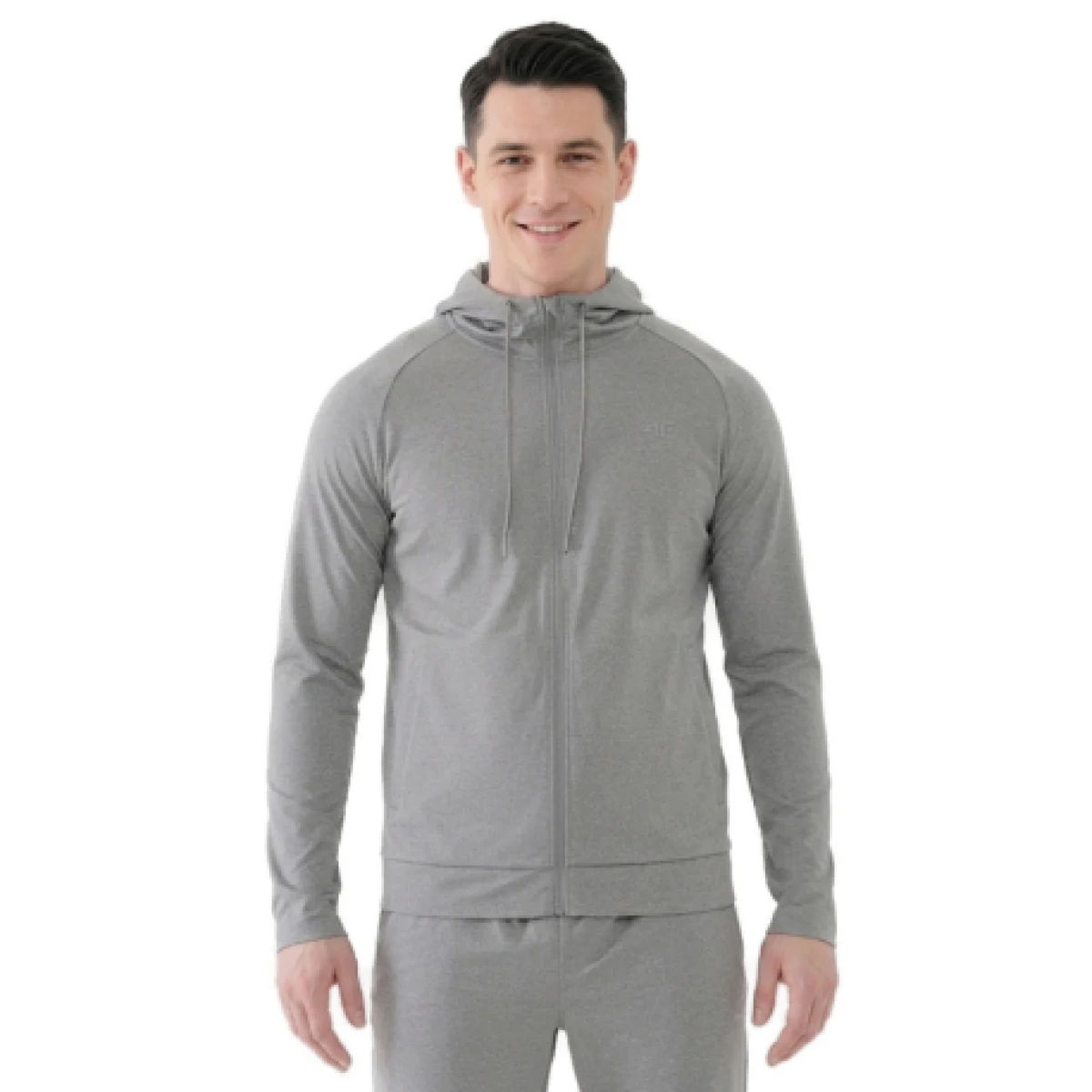 Pánska tréningová mikina so zipsom 4F SWEATSHIRT FNK M631-25M-GREY MELANGE · záber 1
