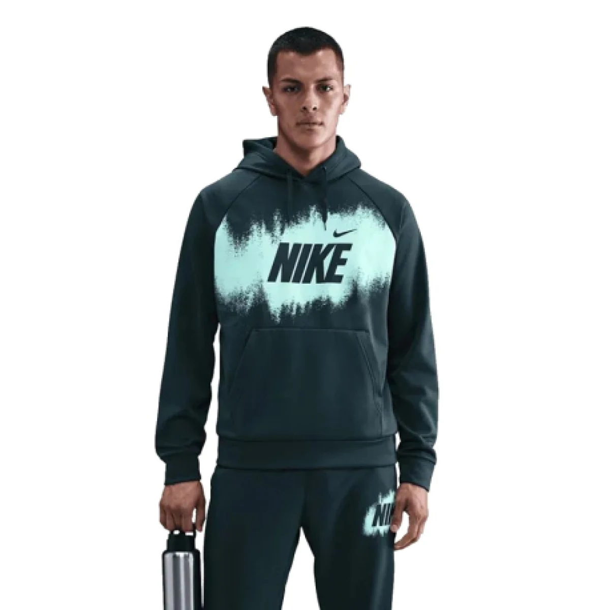 Pánska zateplená tréningová mikina s kapucňou NIKE M NK TF FLEECE PO HD GFX SEAWEED · záber 1