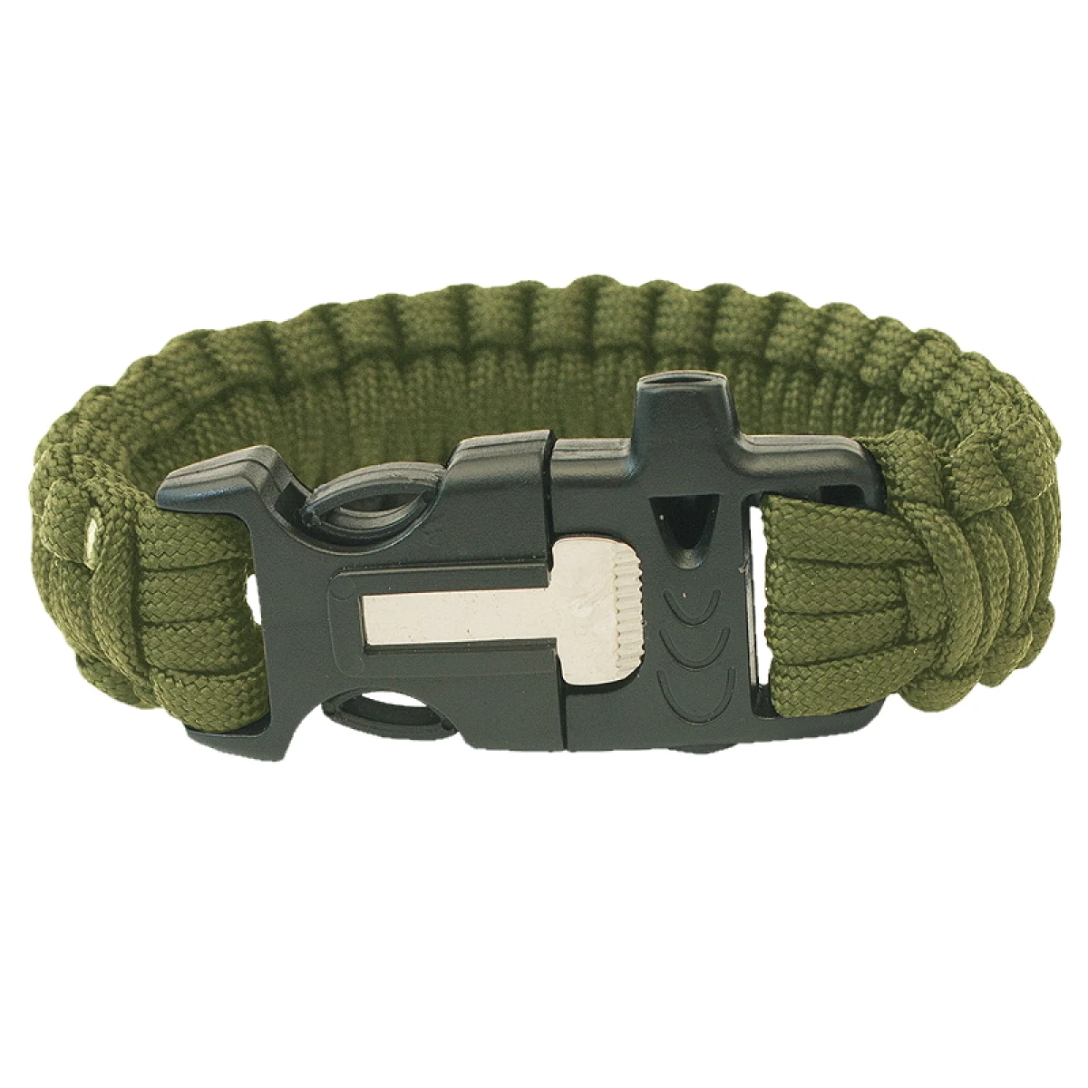 Highlander Paracord - trojzubec, píšťalka, křesadlo olivovo zelená · záber 1