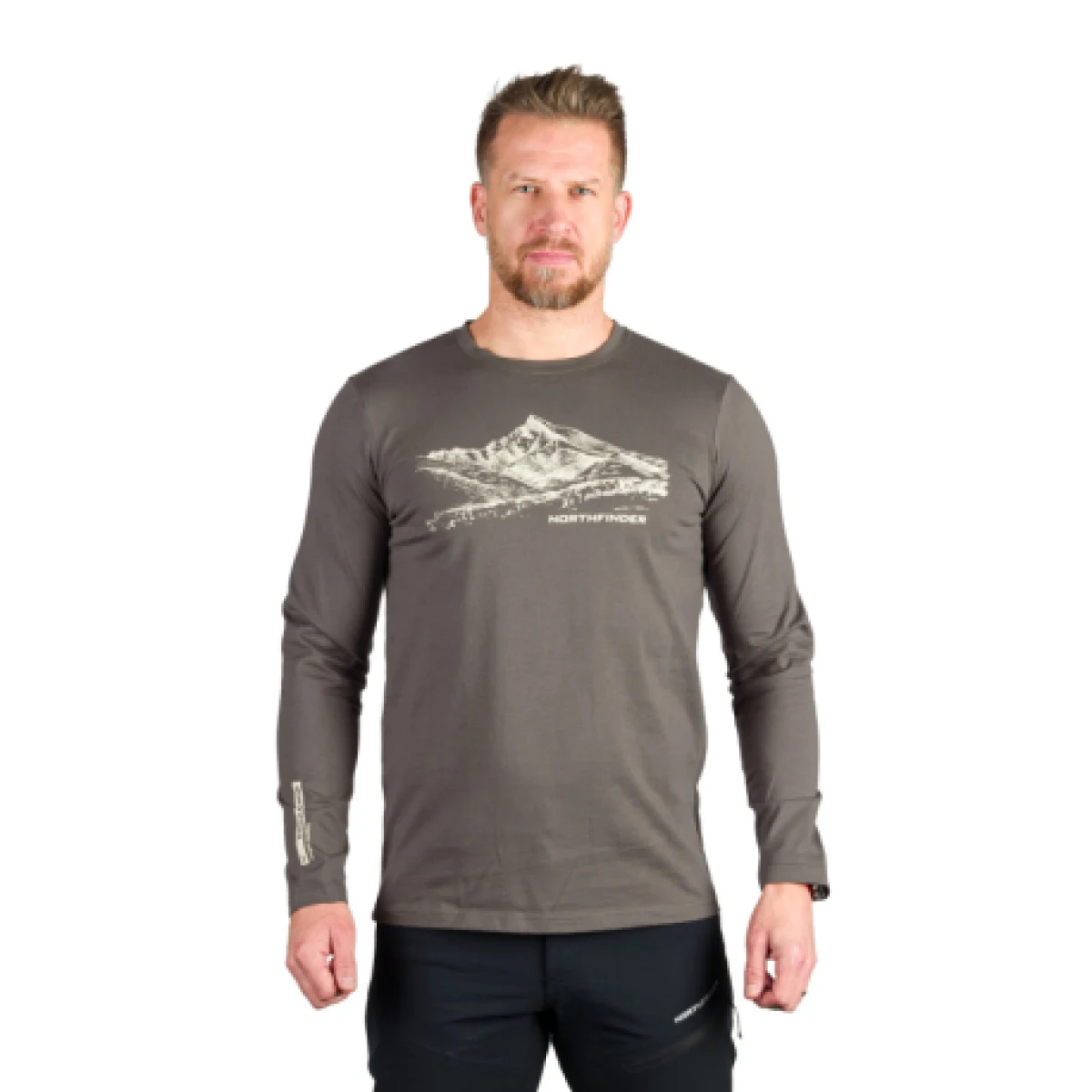 Pánske turistické tričko s dlhým rukávom NORTHFINDER DACSO-300darkgreen · záber 1