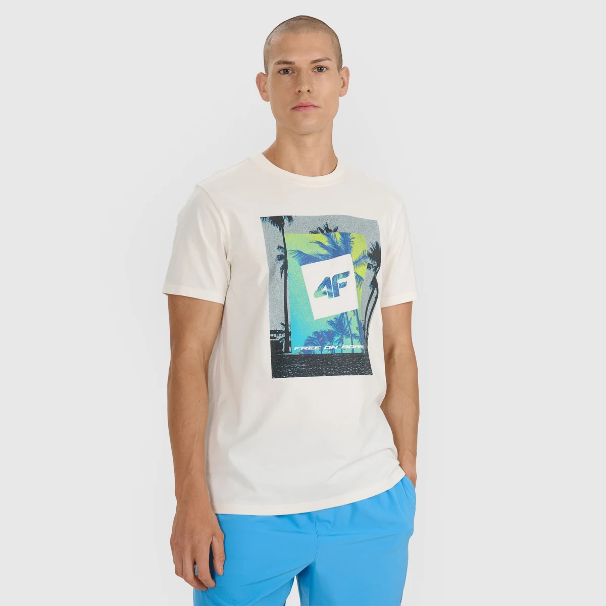 T-shirt regular s potlačou pánsky - béžový - Farba: béžová | Pohlavie: Pánske · záber 1