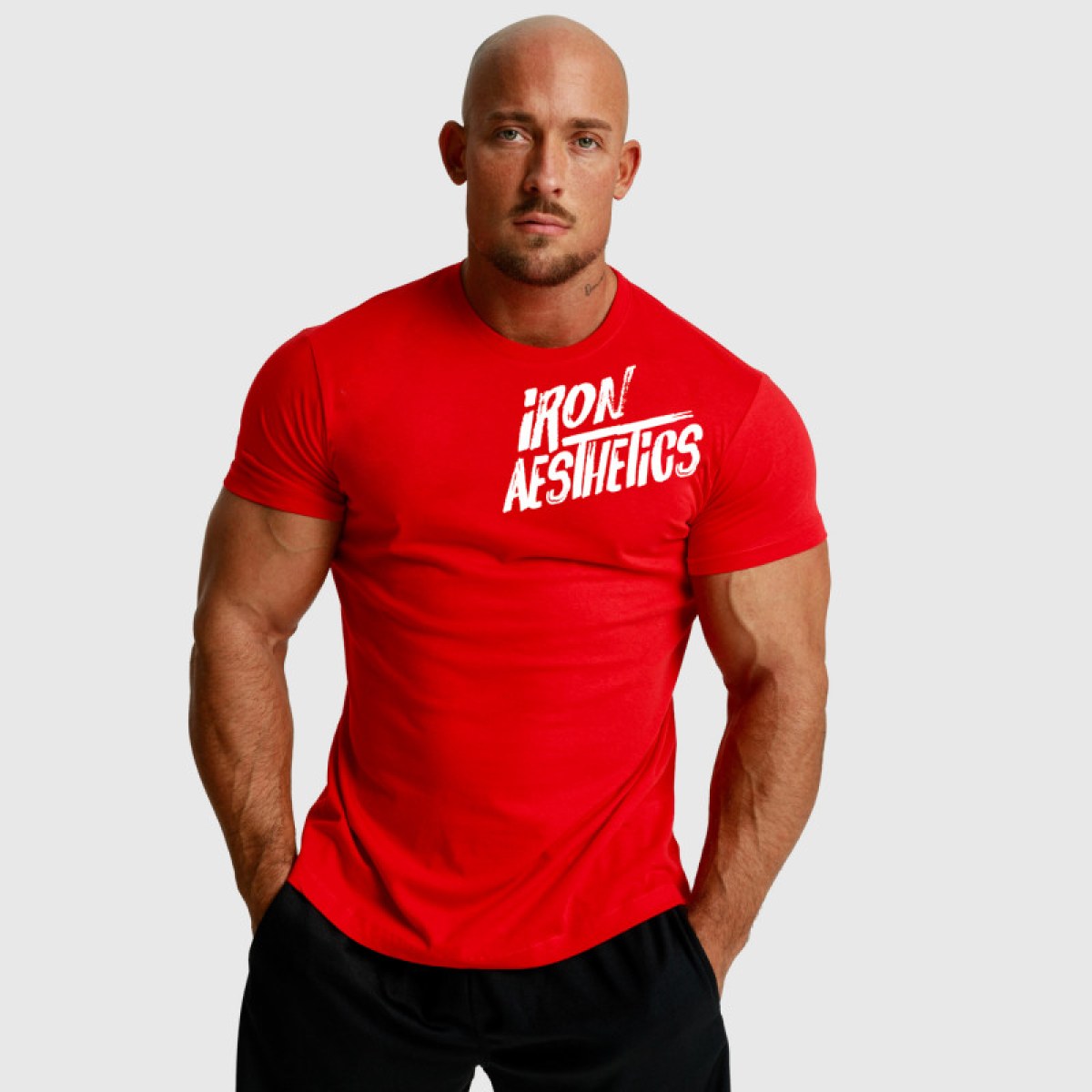 Pánske fitness tričko Iron Aesthetics Splash, červené · záber 5