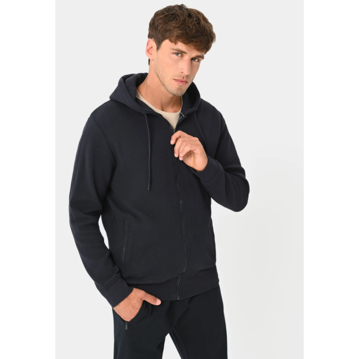 Pánska mikina so zipsom VOLCANO B-LERMO-600-NAVY · záber 2