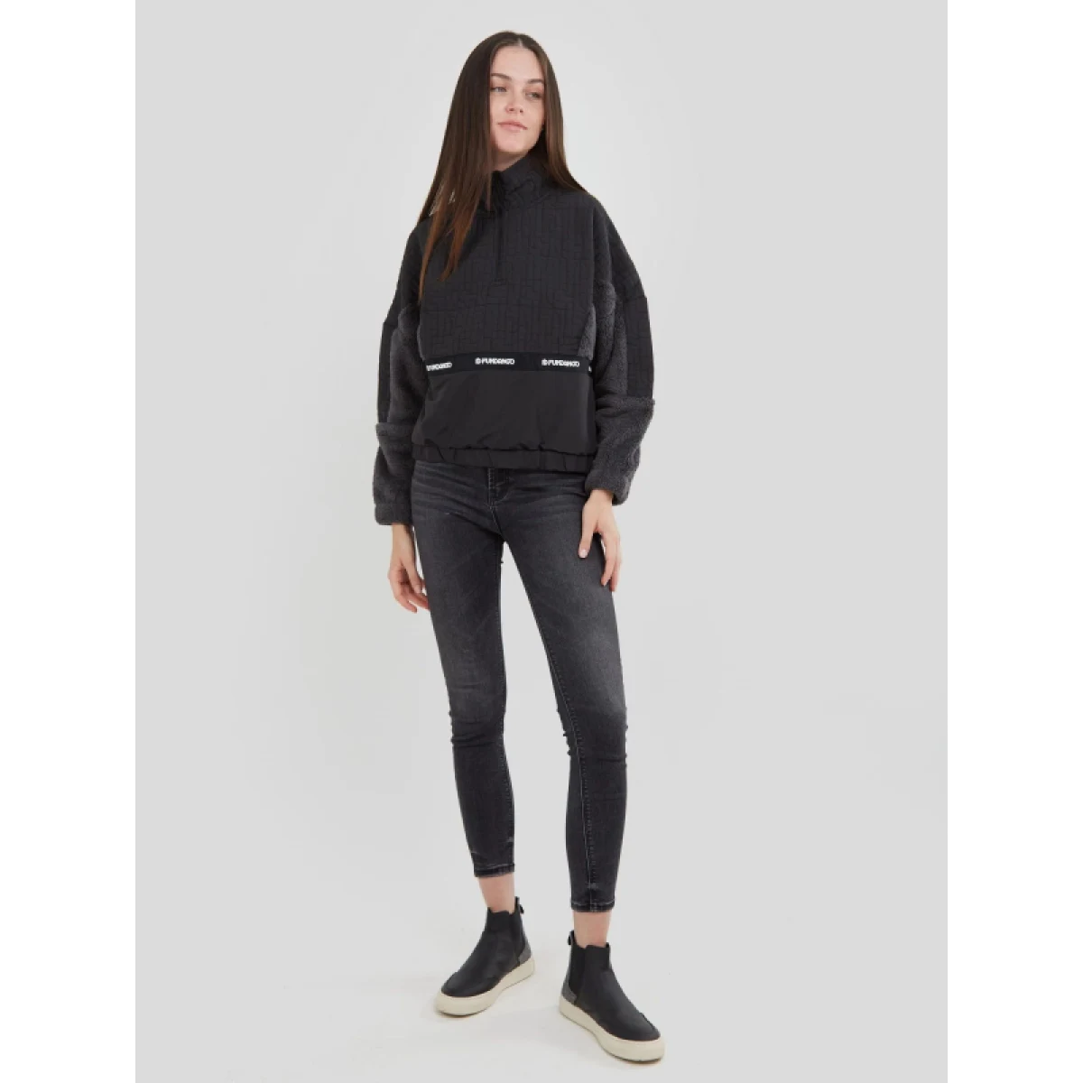 Dámská fleece mikina FUNDANGO Calypso Hybrid Pullover-890-black · záber 4