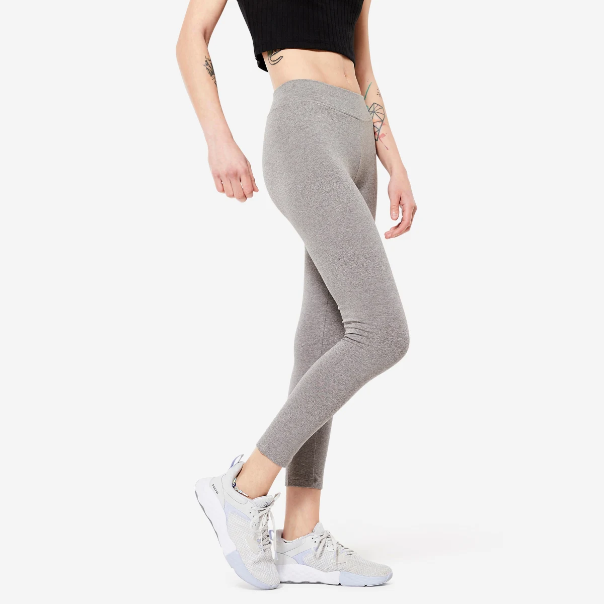 DOMYOS Dámske 7/8 legíny Fit+ 500 Slim na fitness sivé melírované XS (W26 L30) · záber 1