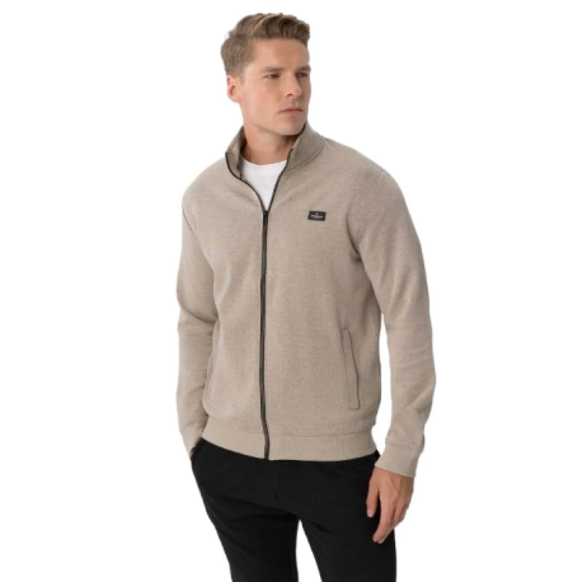 Pánska mikina so zipsom VOLCANO B-WILL-101-CREAM · záber 1