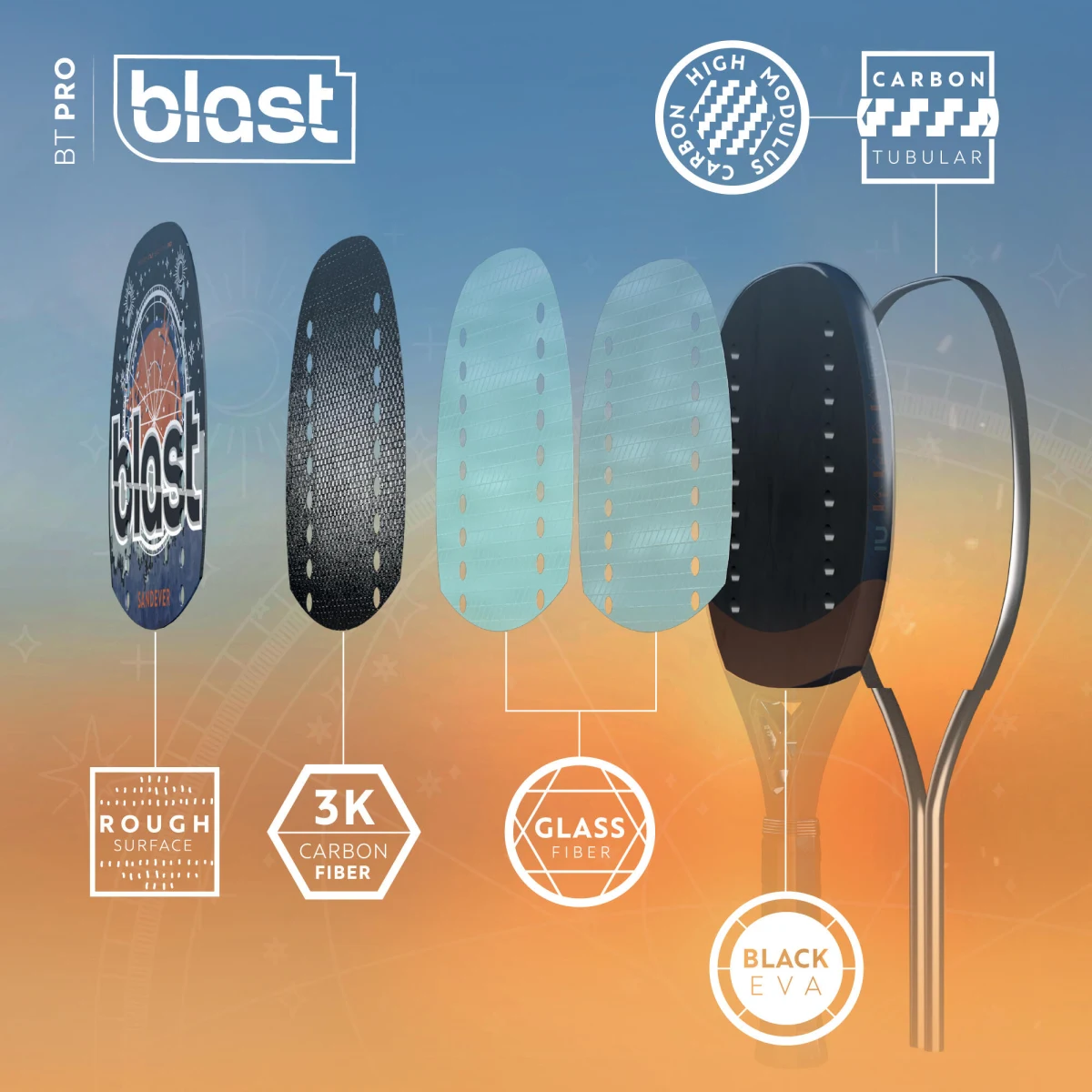 SANDEVER Raketa na plážový tenis BTR BLAST PRO bez · záber 2