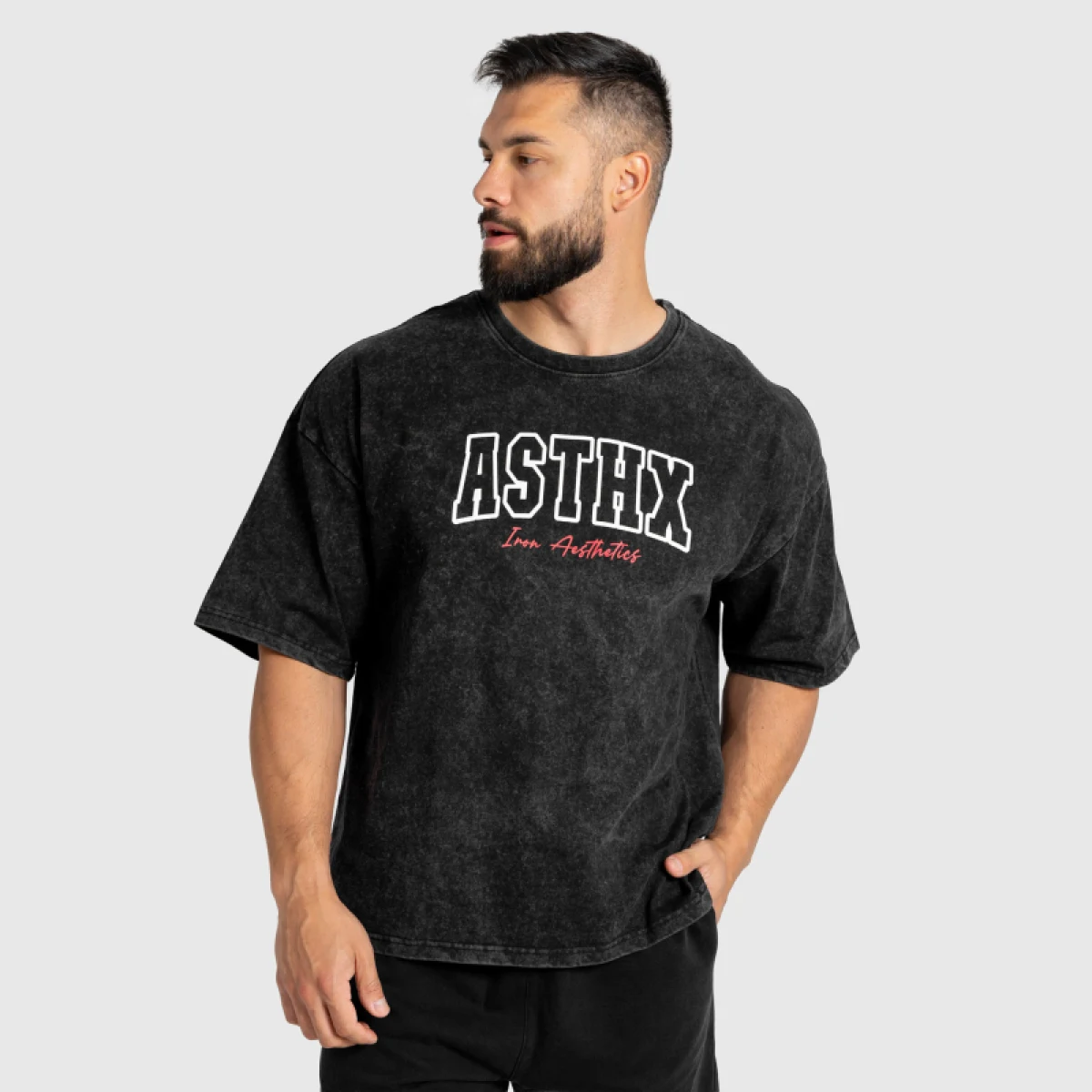Férfi póló Iron Aesthetics ASTHX, washed black · záber 2