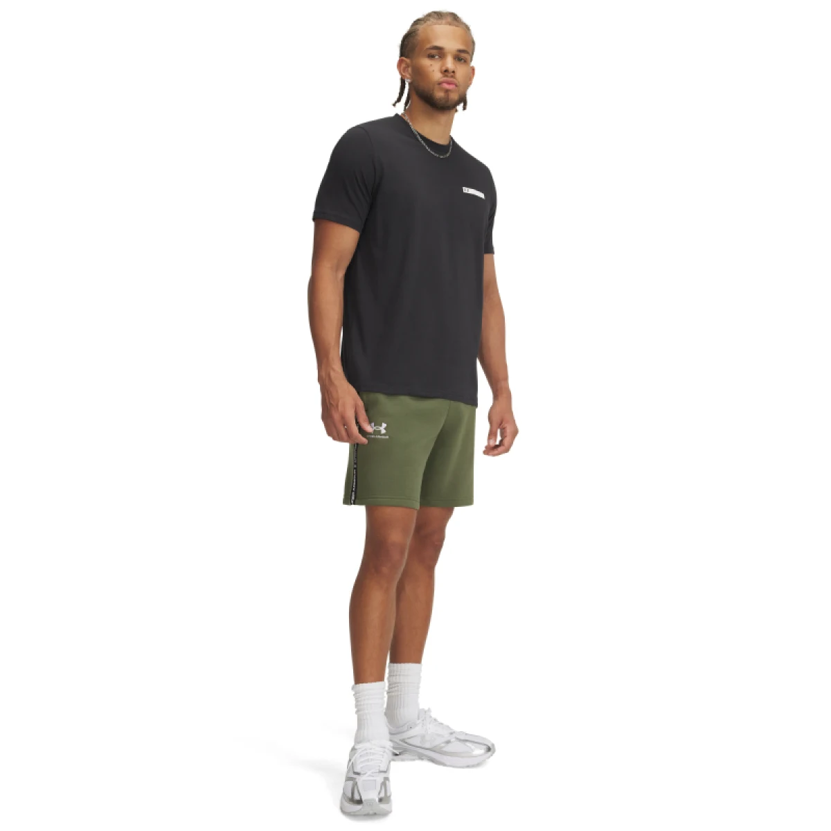 Pánské teplákové kraťasy UNDER ARMOUR UA Icon Fleece Short Taping-GRN · záber 4