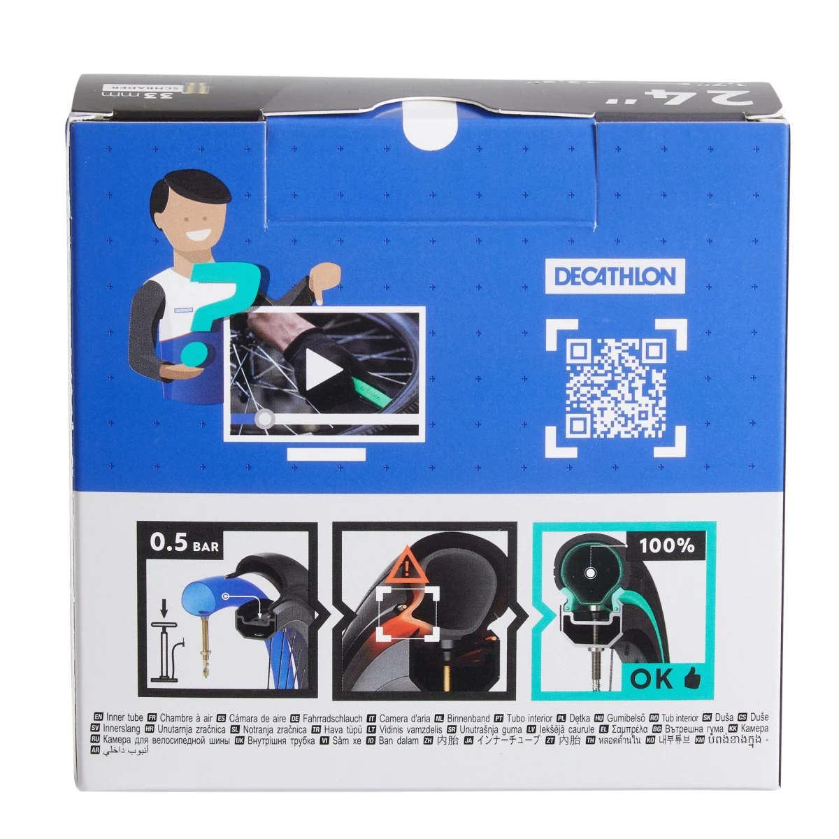 DECATHLON Samoopravná duša 24 × 1,7/2,2 ventil Schrader · záber 2