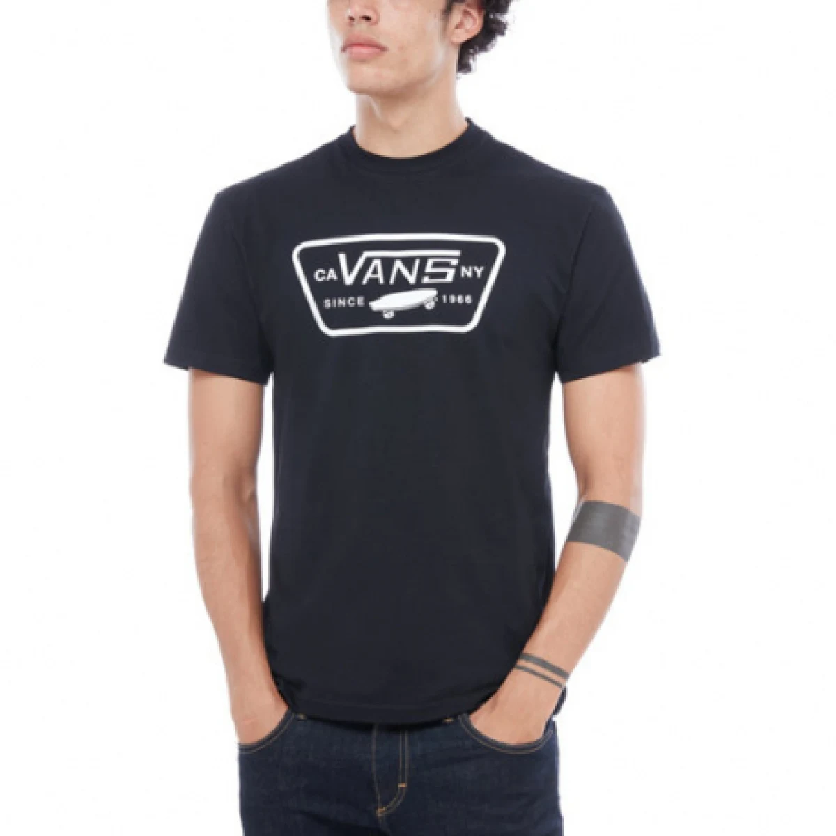 Pánske tričko s krátkym rukávom VANS MN FULL PATCH-BLACK-WHITE · záber 1