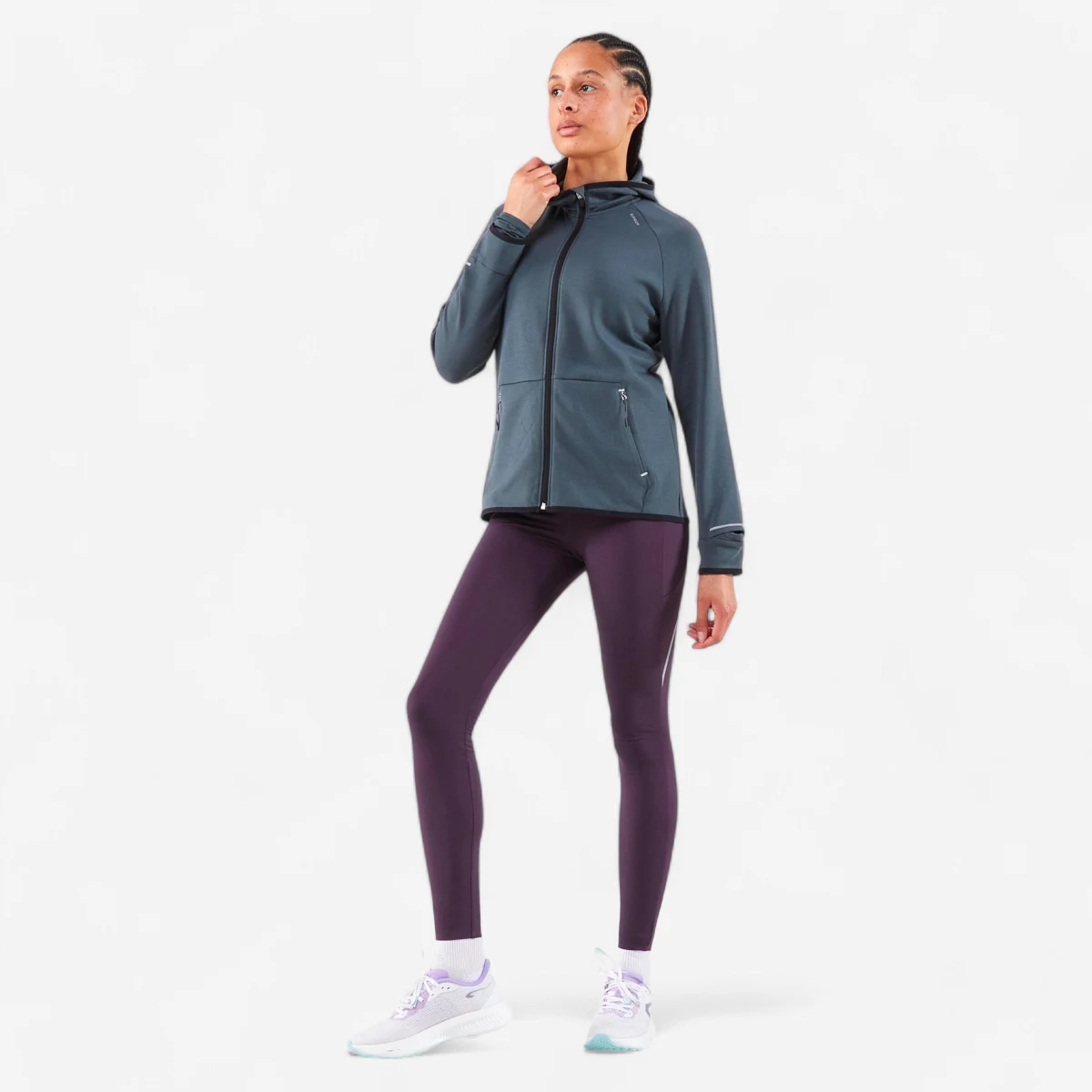 KIPRUN Dámske bežecké legíny Run 500 Warm hrejivé fialové S (W28 L31) · záber 1