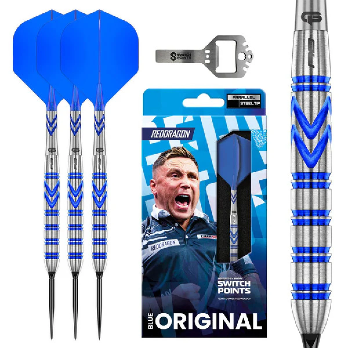Dart szett Red Dragon steel Gerwyn Price Blue Original Switch Point 24g · záber 1