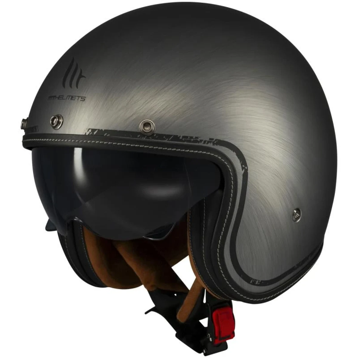 MT Helmets Otevřená helma Le Mans 2 SV Scratched Chrome matná šedá - Velikost: 53-54 | Barva: Sivá · záber 1