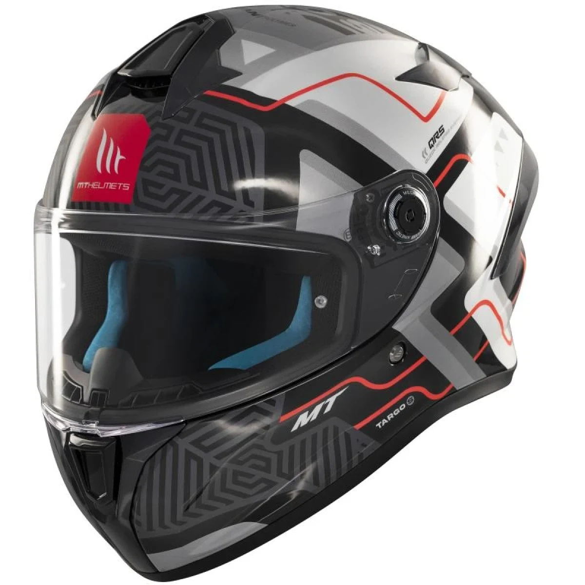 MT Helmets Targo S Brik lesklá černo-bílá - Velikost: 55-56 | Barva: Biela · záber 1