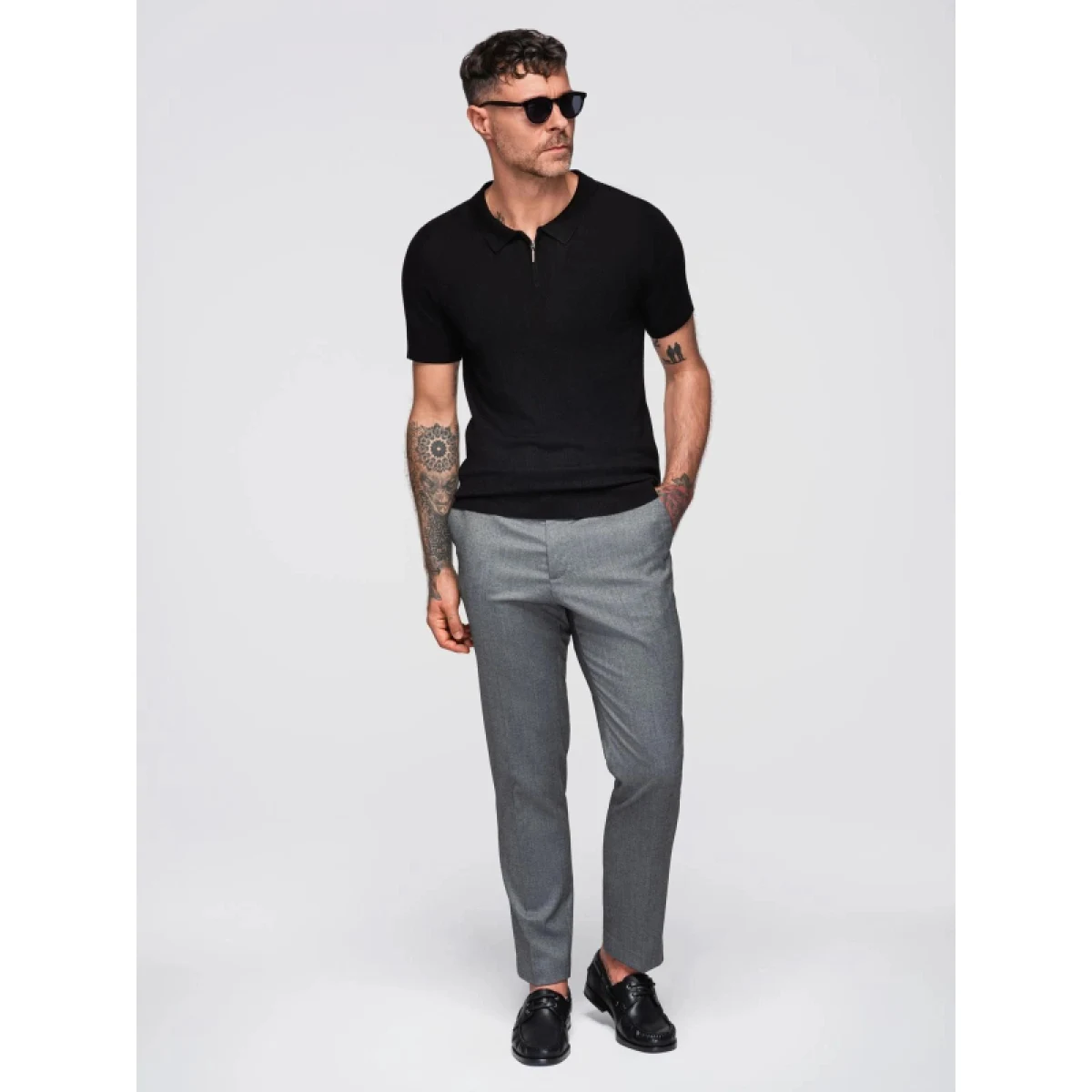 Pánske polo tričko s krátkym rukávom OMBRE T-shirt OM-POSS-0158 V-2 black · záber 5
