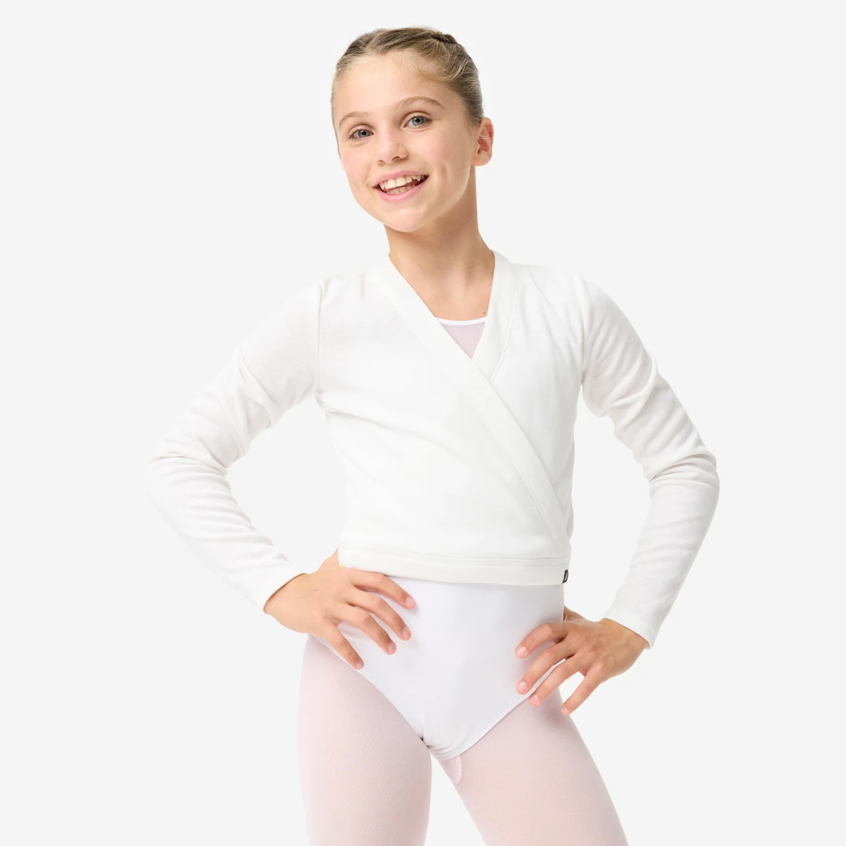 DOMYOS Dievčenský baletný zavinovací sveter 5-6 r (113-122 cm) · záber 1