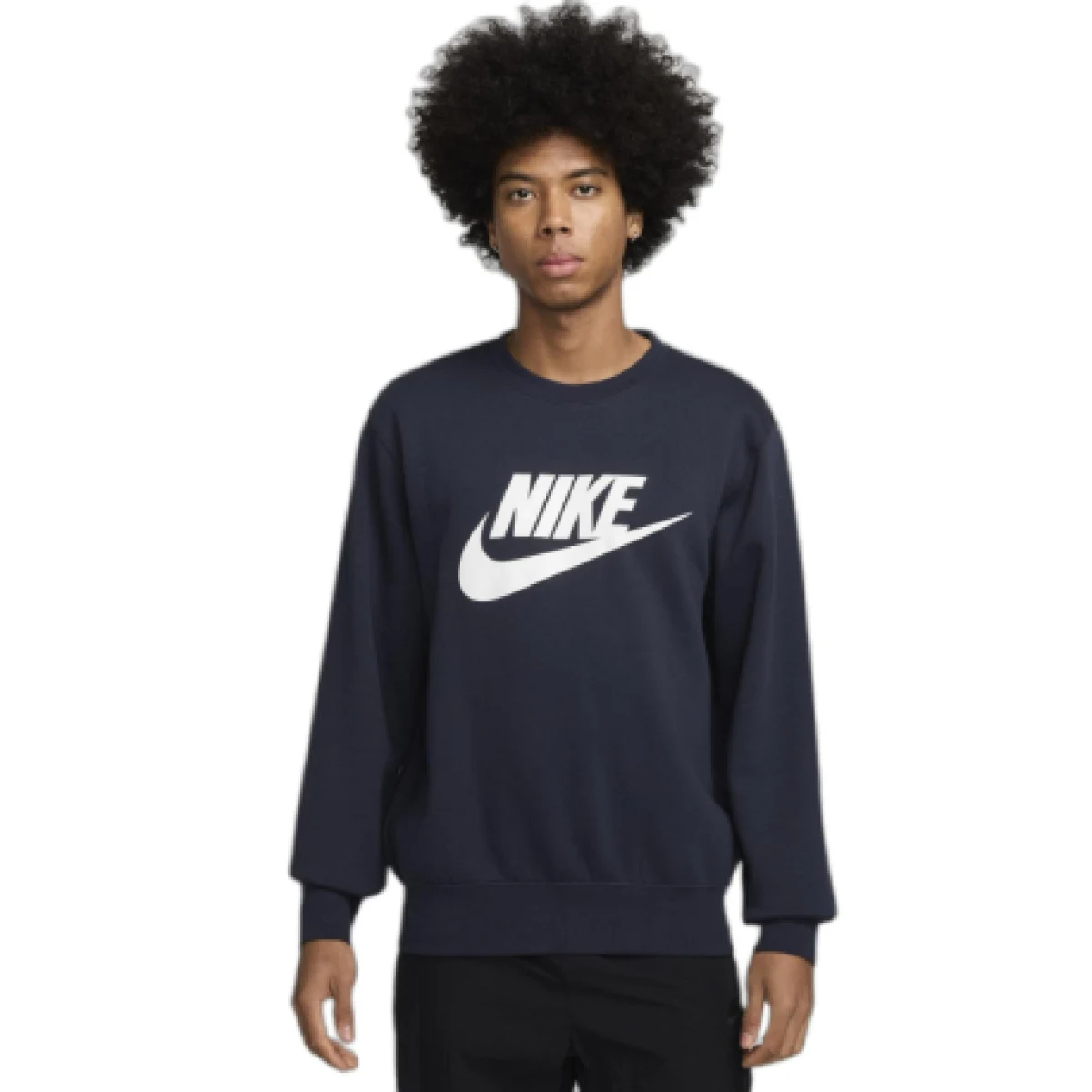 Pánská zateplená mikina NIKE M NK CLUB BB GFX CREW OBSIDIAN WHITE · záber 1