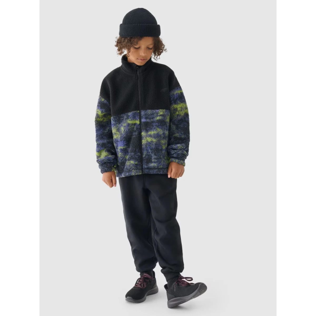 Chlapecká fleecová mikina se zipem 4F JUNIOR FLEECE-JWAW24TFLEM246-20S-DEEP BLACK · záber 5