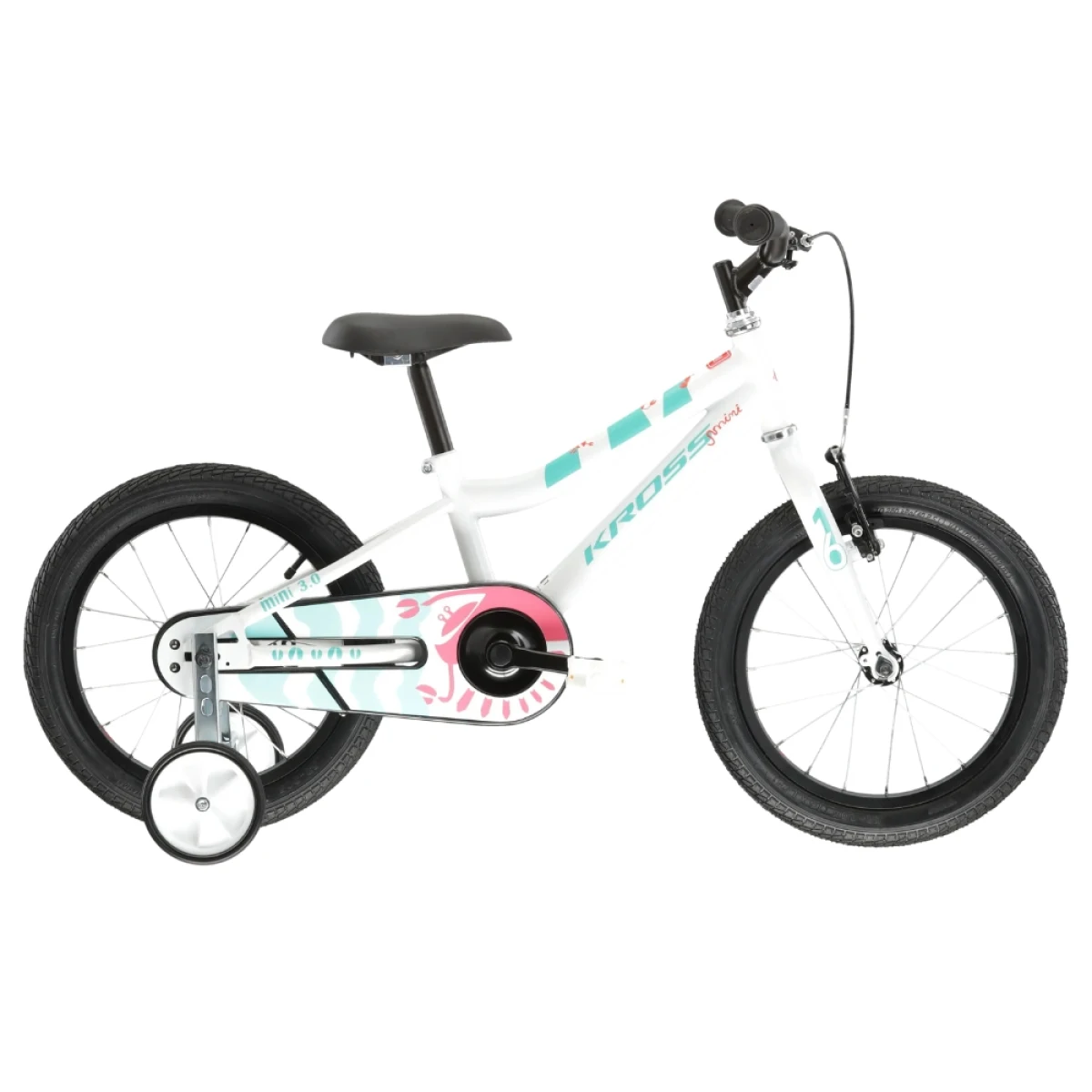 Kross Mini 3.0 16" - model 2025 biela / seledynová / korálová / lesk - 9" (100-125 cm) · záber 2