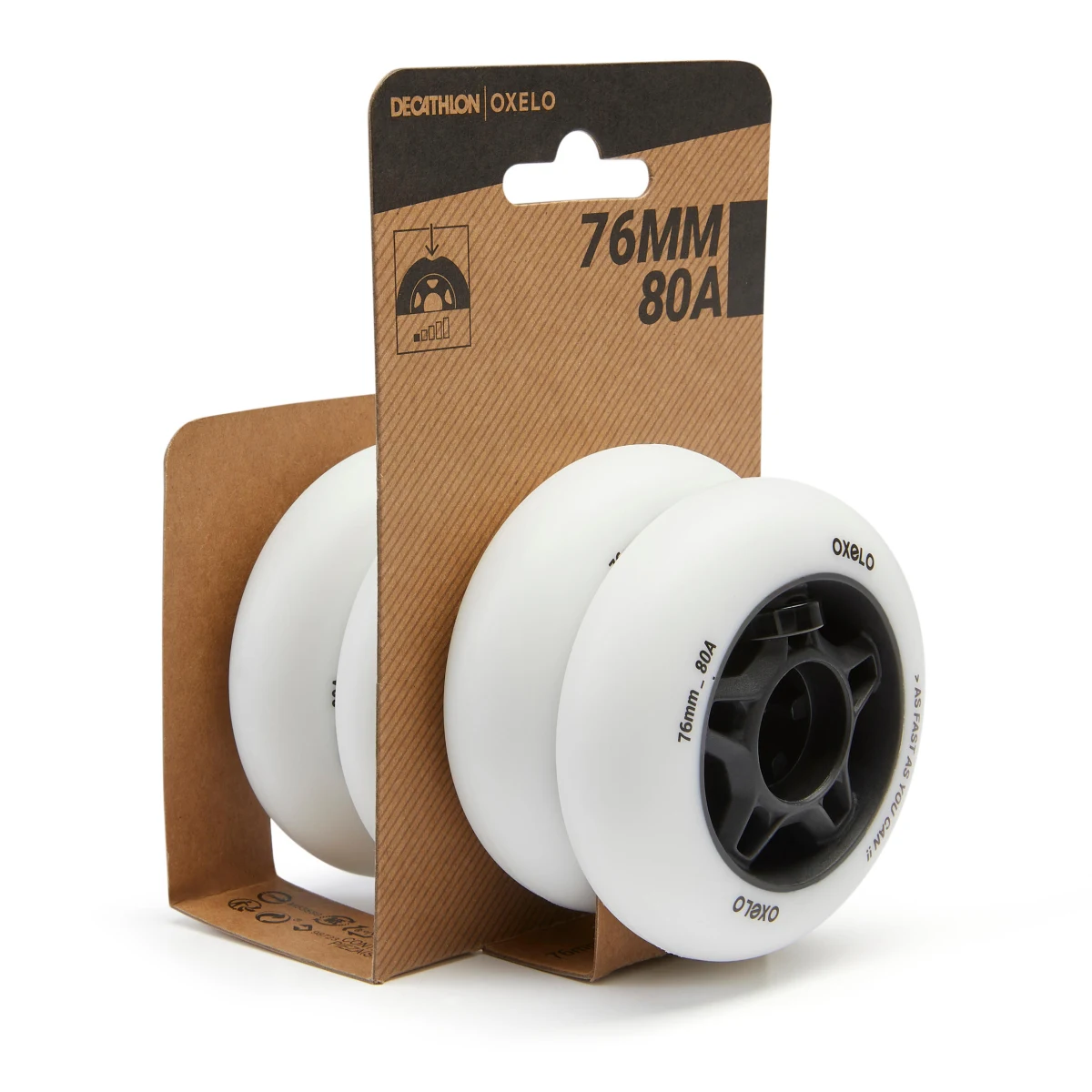 OXELO 4 kolieska na fitness inline korčule Fit 76 mm 80 A biele bez · záber 2