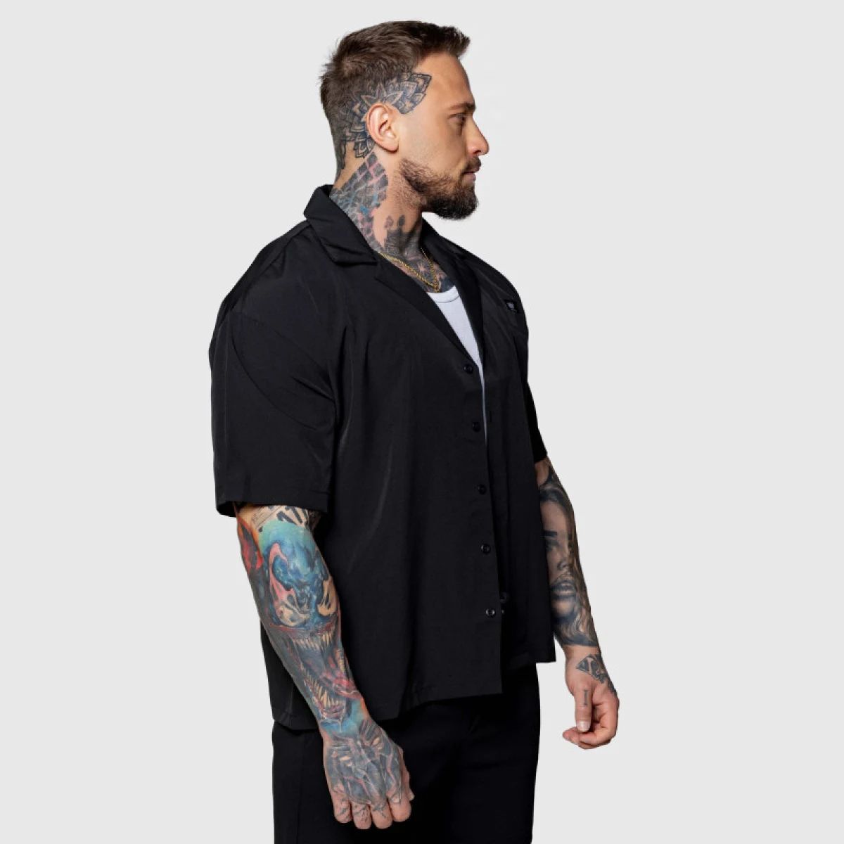 Oversized košeľa Iron Aesthetics Cuban, sivá · záber 4