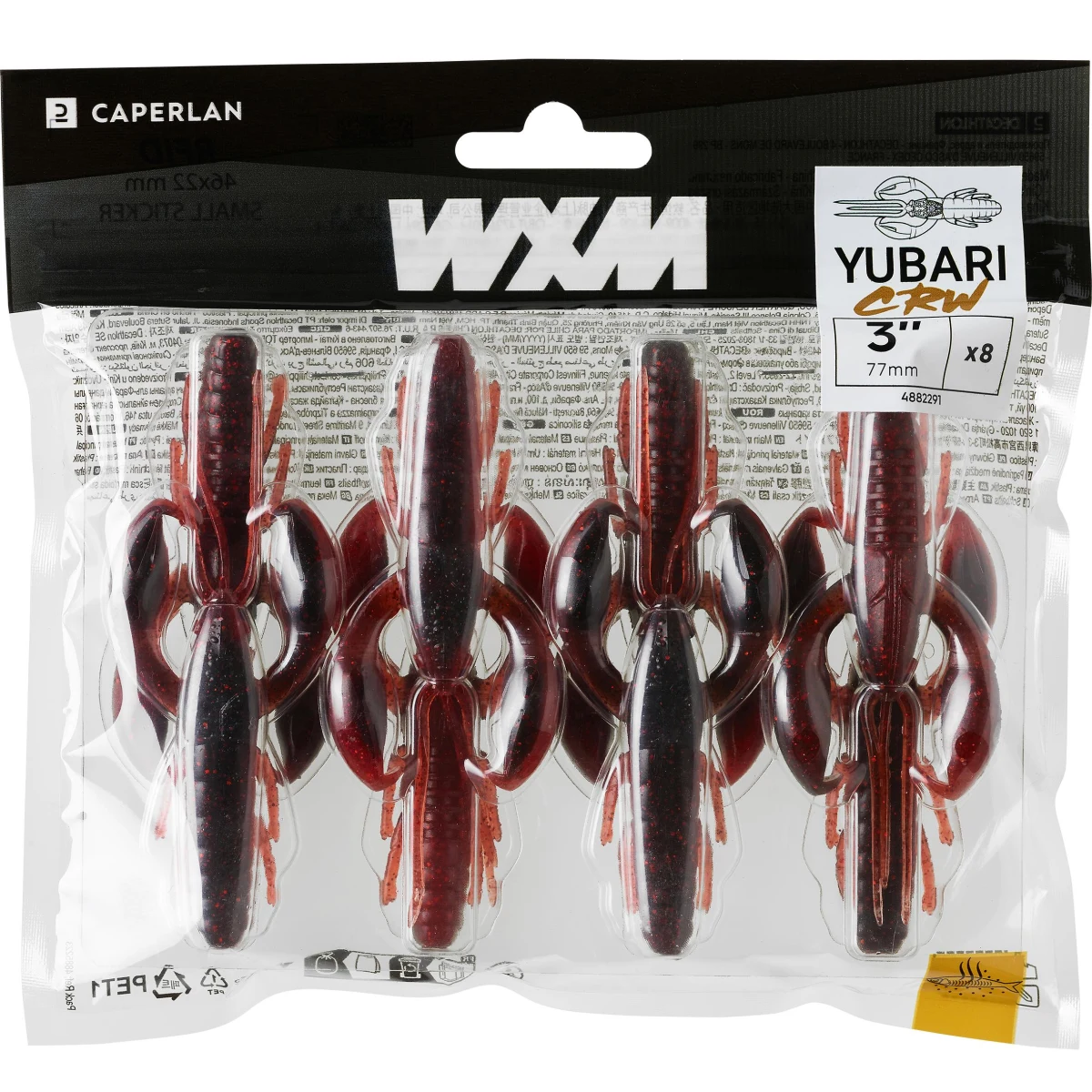 CAPERLAN Mäkká umelá nástraha ráčik s atraktantom WXM Yubari CRW 75 Black Red Craw bez · záber 2
