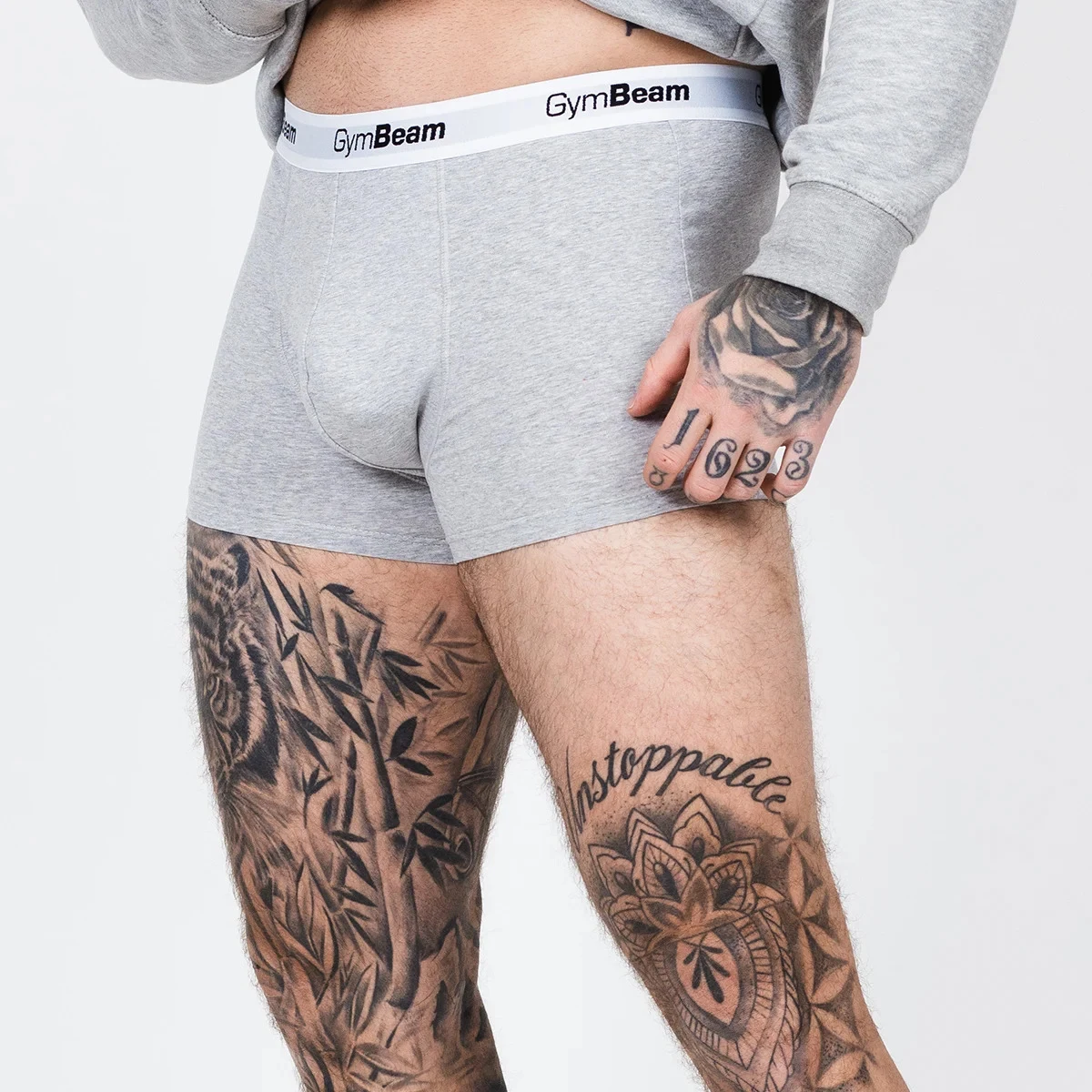 GymBeam Boxer briefs Essentials 3Pack Grey - Boja: Sivá | Težina: 0,1 g | Pakiranje: 56 · záber 1