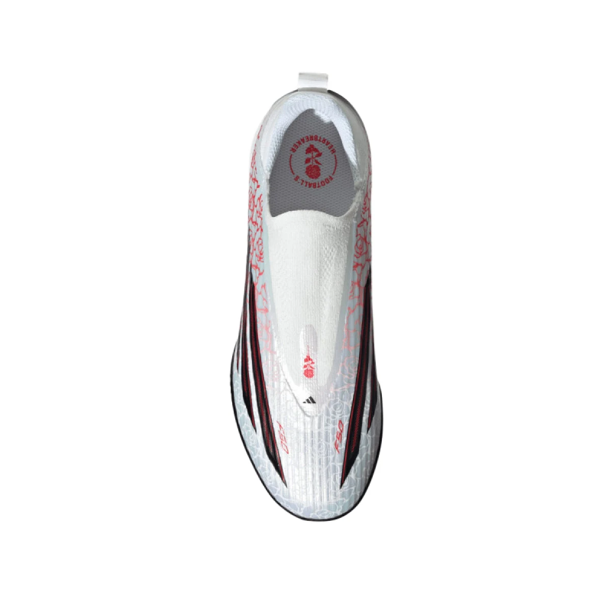 Chlapčenské futbalové kopačky turfy ADIDAS F50 Lamine Yamal League LL Jr TF cloud white core black lucid red · záber 5