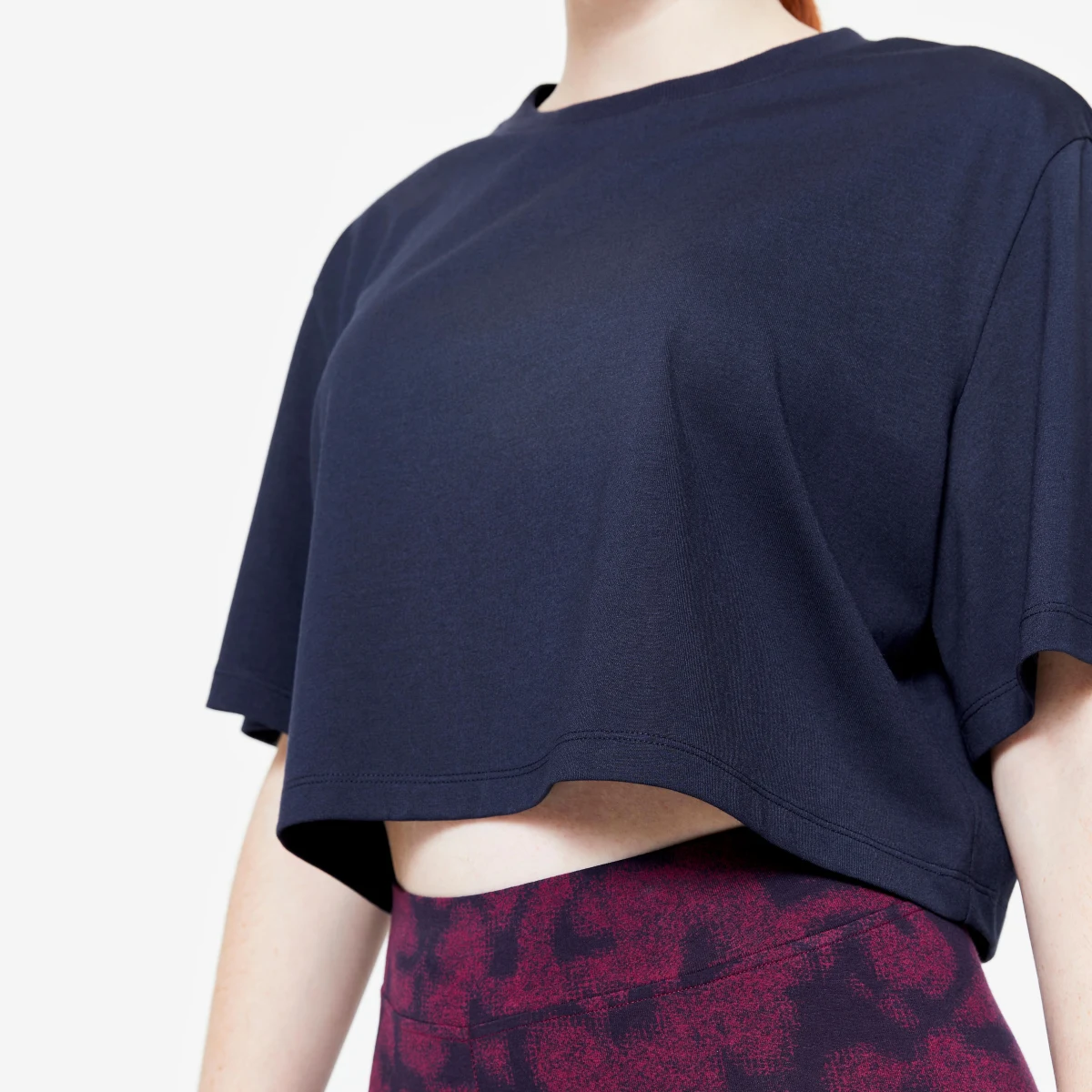 DOMYOS Dámsky crop top tmavomodrý L · záber 2