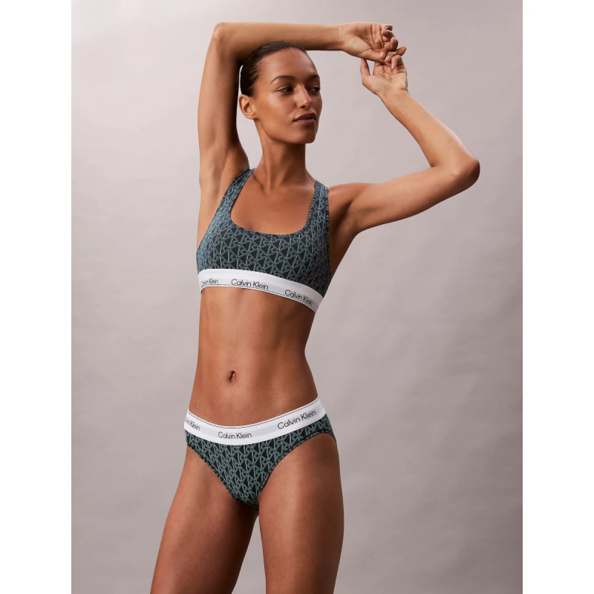 Dámska podprsenka CALVIN KLEIN Unlined Bralette Icon Cotton Modal bijou modern emblem outline stratif · záber 2