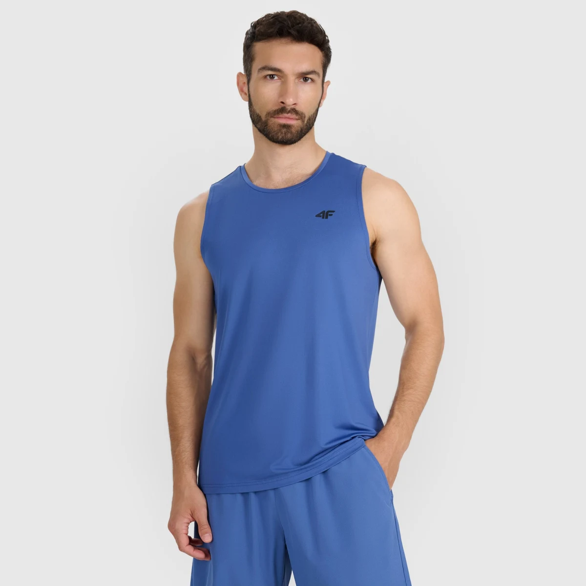 Pánský tréninkový tank top rychleschnoucí - modrý · záber 1