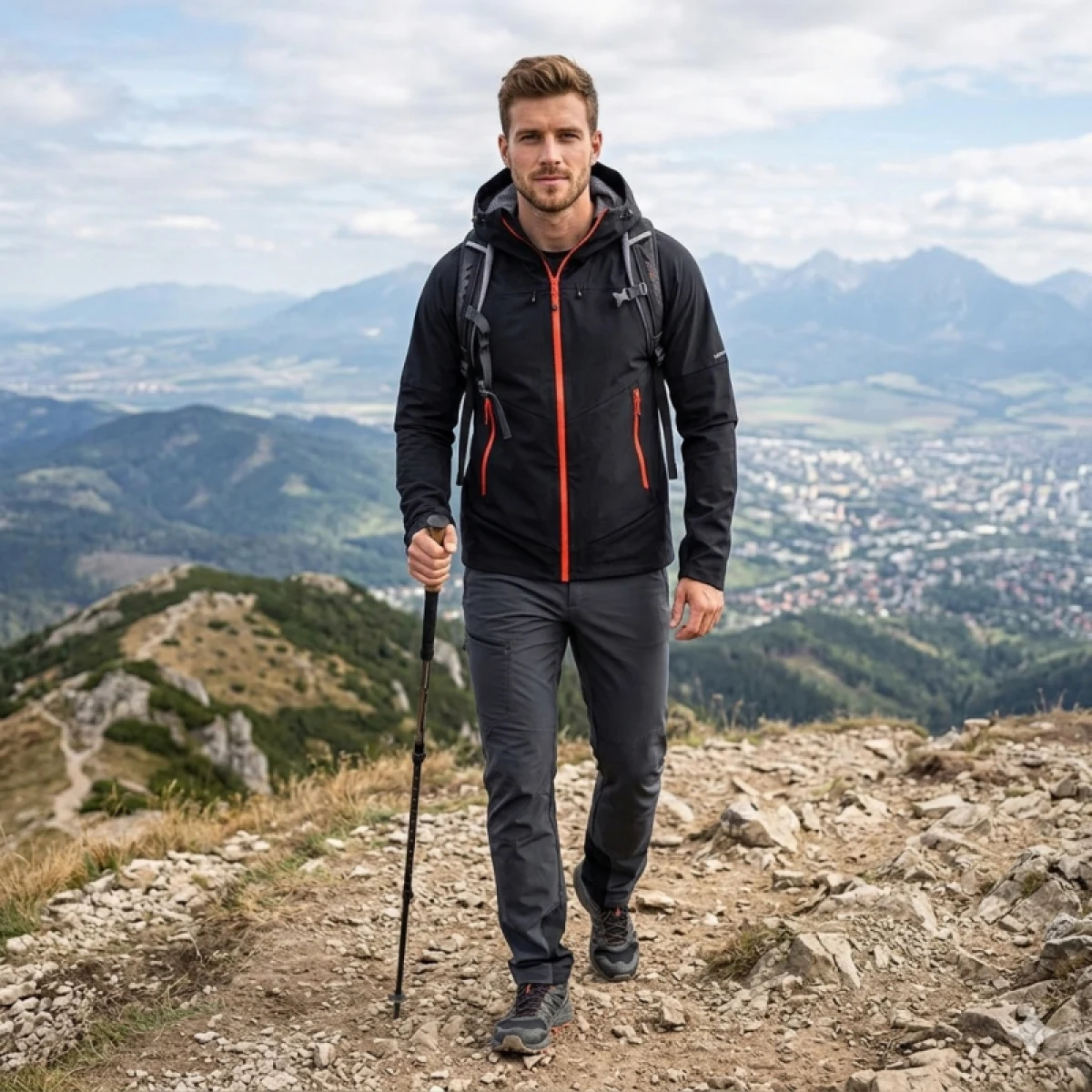 Pánska turistická softshellová bunda s kapucňou NORTHFINDER AMBROSE-270blackblack · záber 5
