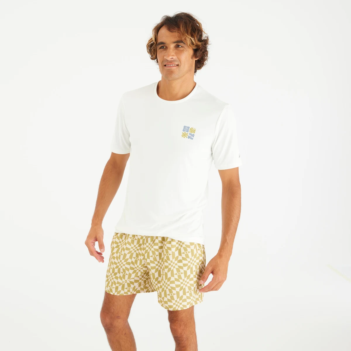 DECATHLON Pánske tričko na surfovanie s ochranou UPF50+ Whiteflower biele XL · záber 1