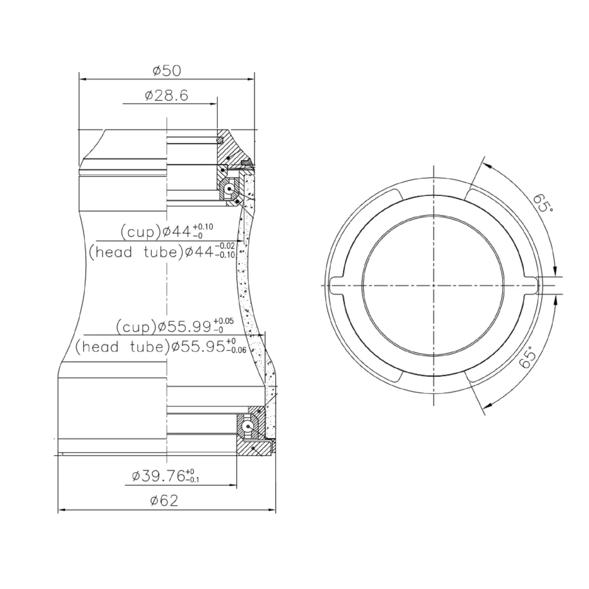RIVERSIDE Polointegrované hlavové zloženie so zarážkami 1,5" - 1"1/8 na kónický krk bez · záber 2