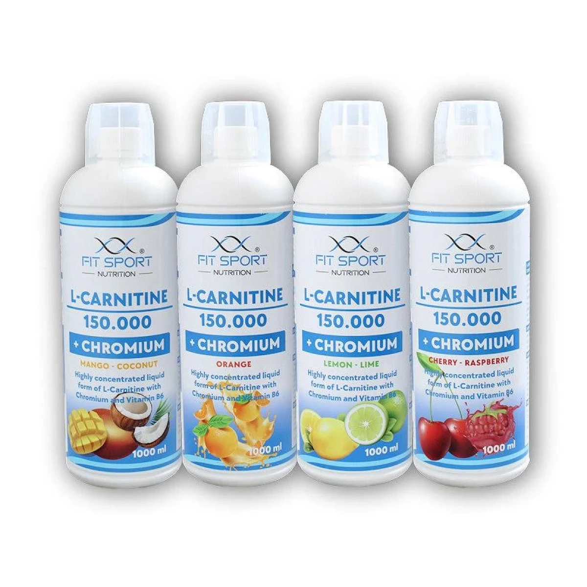 FitSport Nutrition L-Carnitine 150000 + Chromium 1000ml - Barva: Vícebarevná | Příchuť: Mango coconut · záber 1