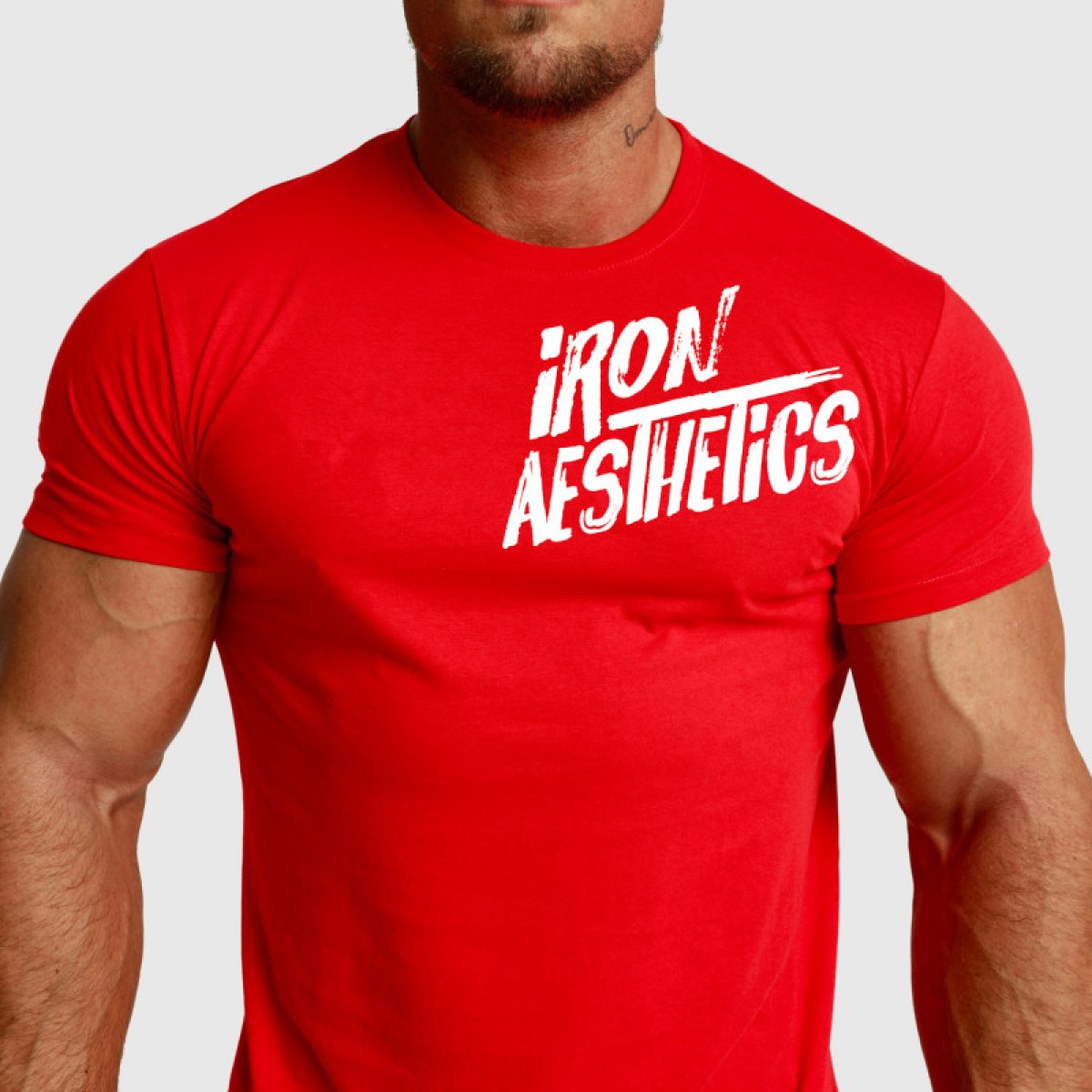 Pánske fitness tričko Iron Aesthetics Splash, červené · záber 4