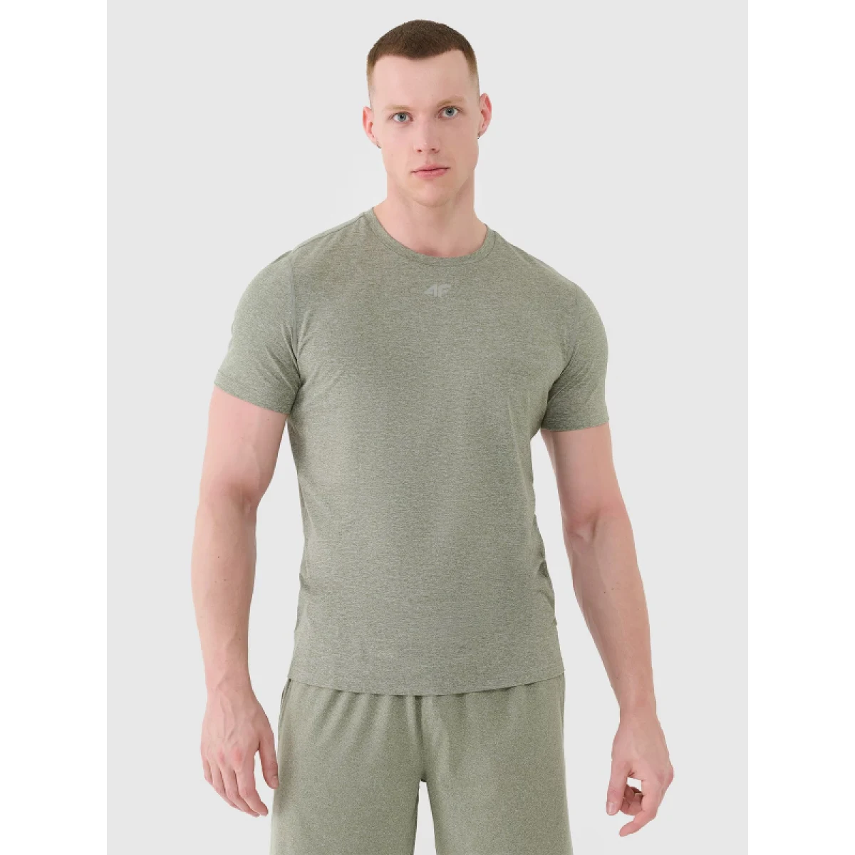 Pánské tréninkové tričko s krátkým rukávem 4F TSHIRT FNK M1344-44M-OLIVE MELANGE · záber 2