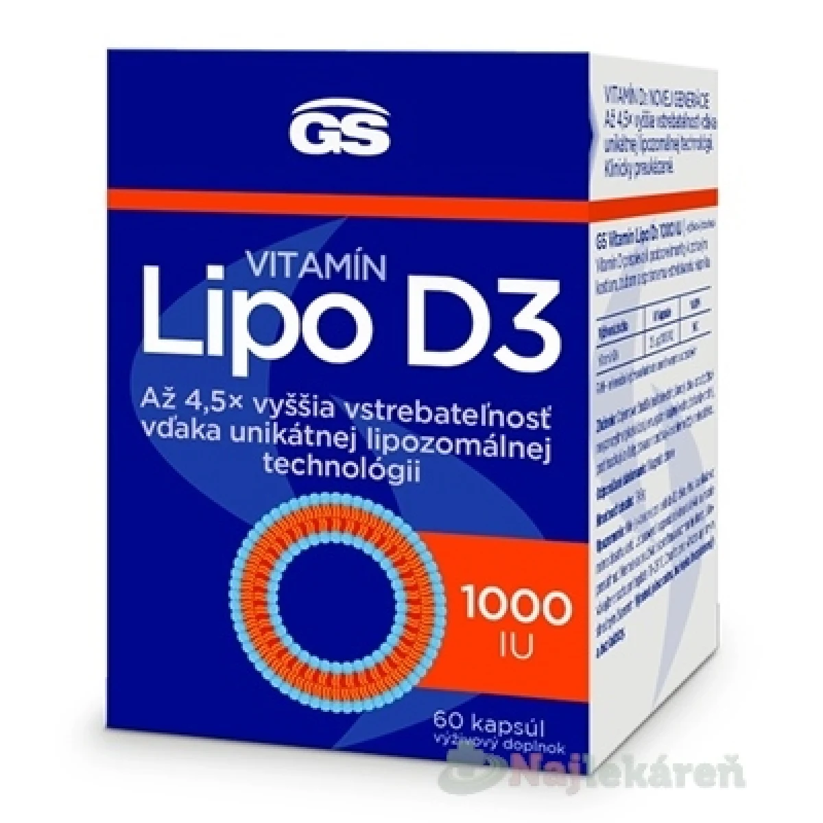 GS Vitamín lipo D3 1000 IU 60 kapsúl · záber 3