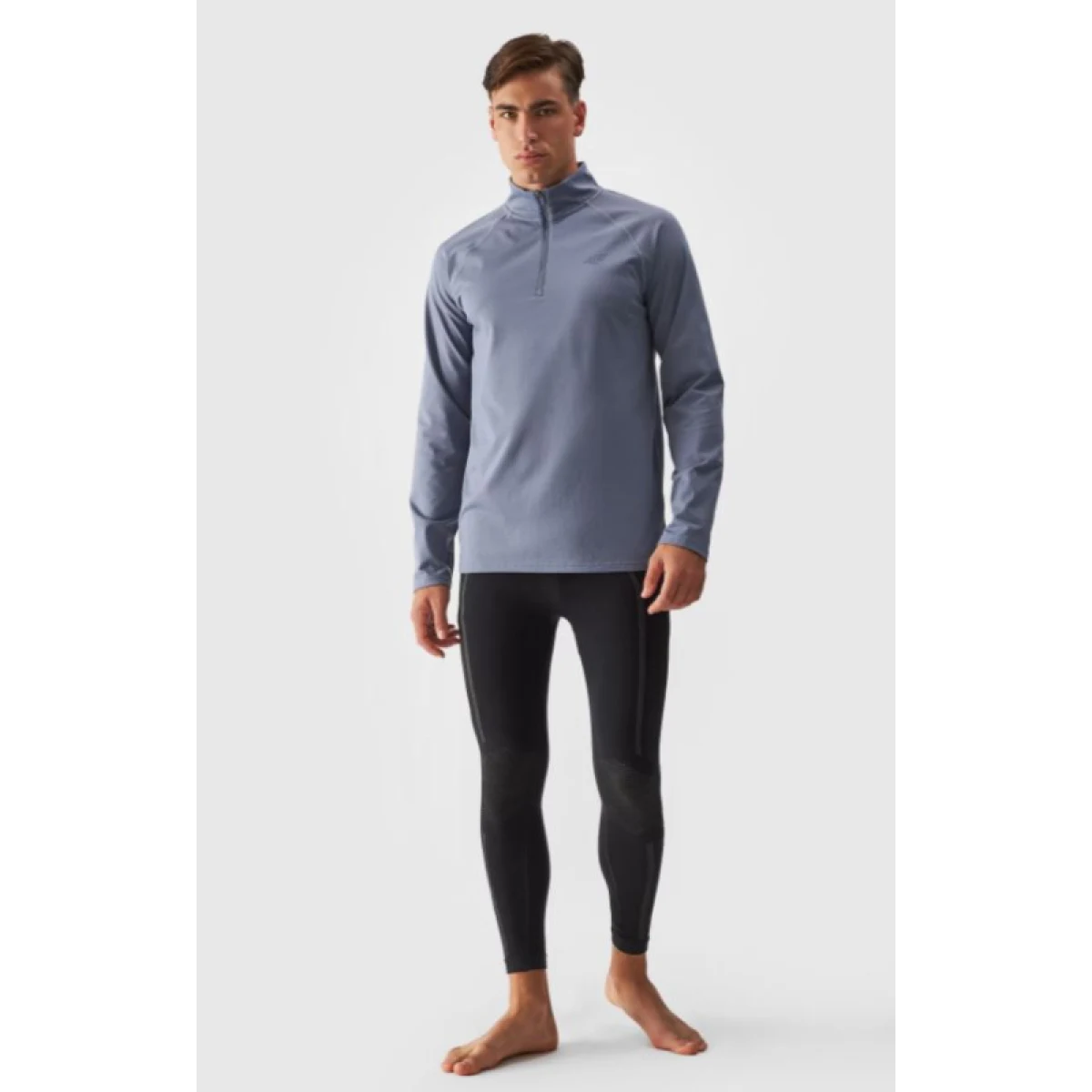 Pánská zateplená lyžařská mikina s 1 2 zipem 4F BRUSHED UNDERWEAR-WAW24UBRUM076-32S-DENIM · záber 5
