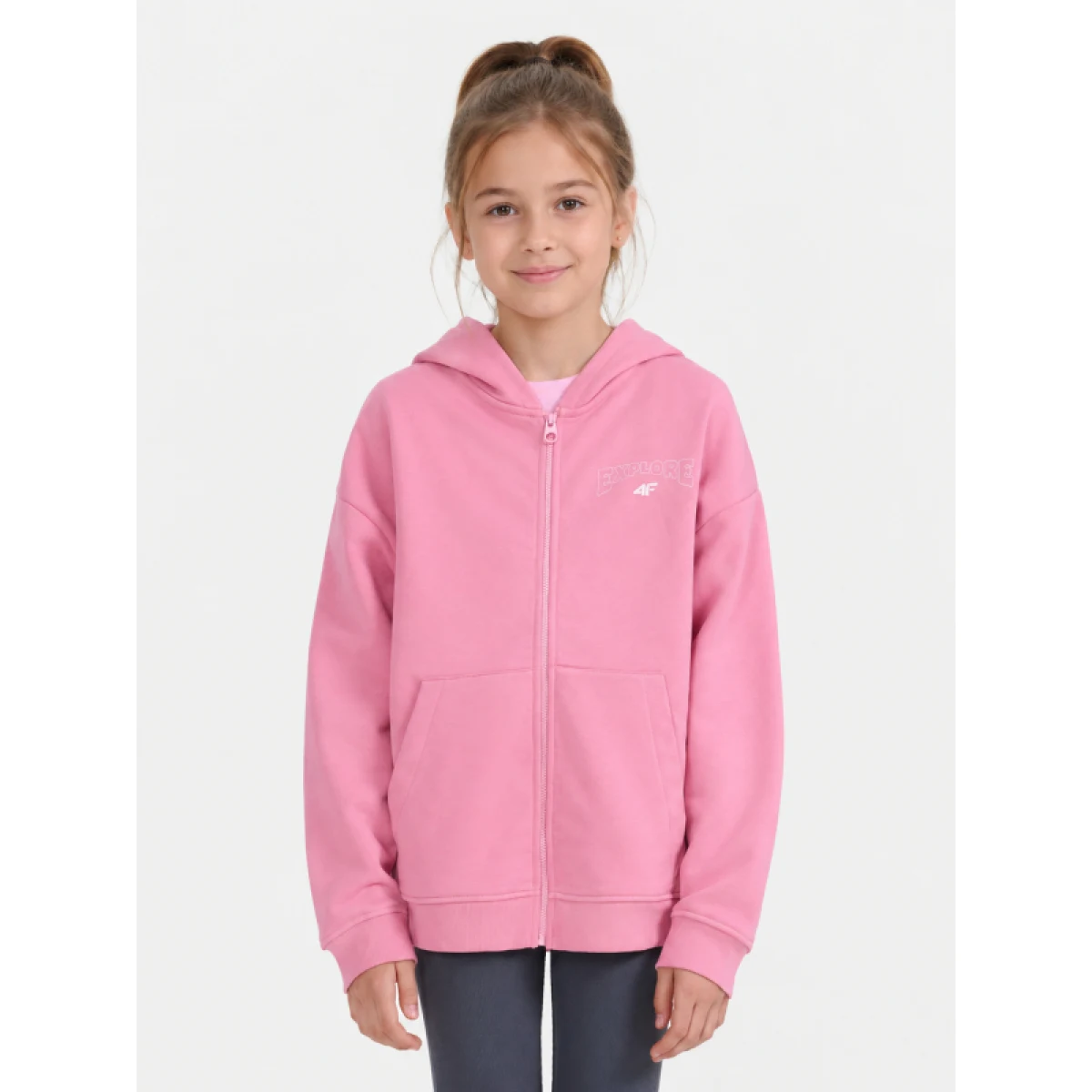 Dievčenská mikina so zipsom 4F JUNIOR SWEATSHIRT F2271-54S-PINK · záber 2