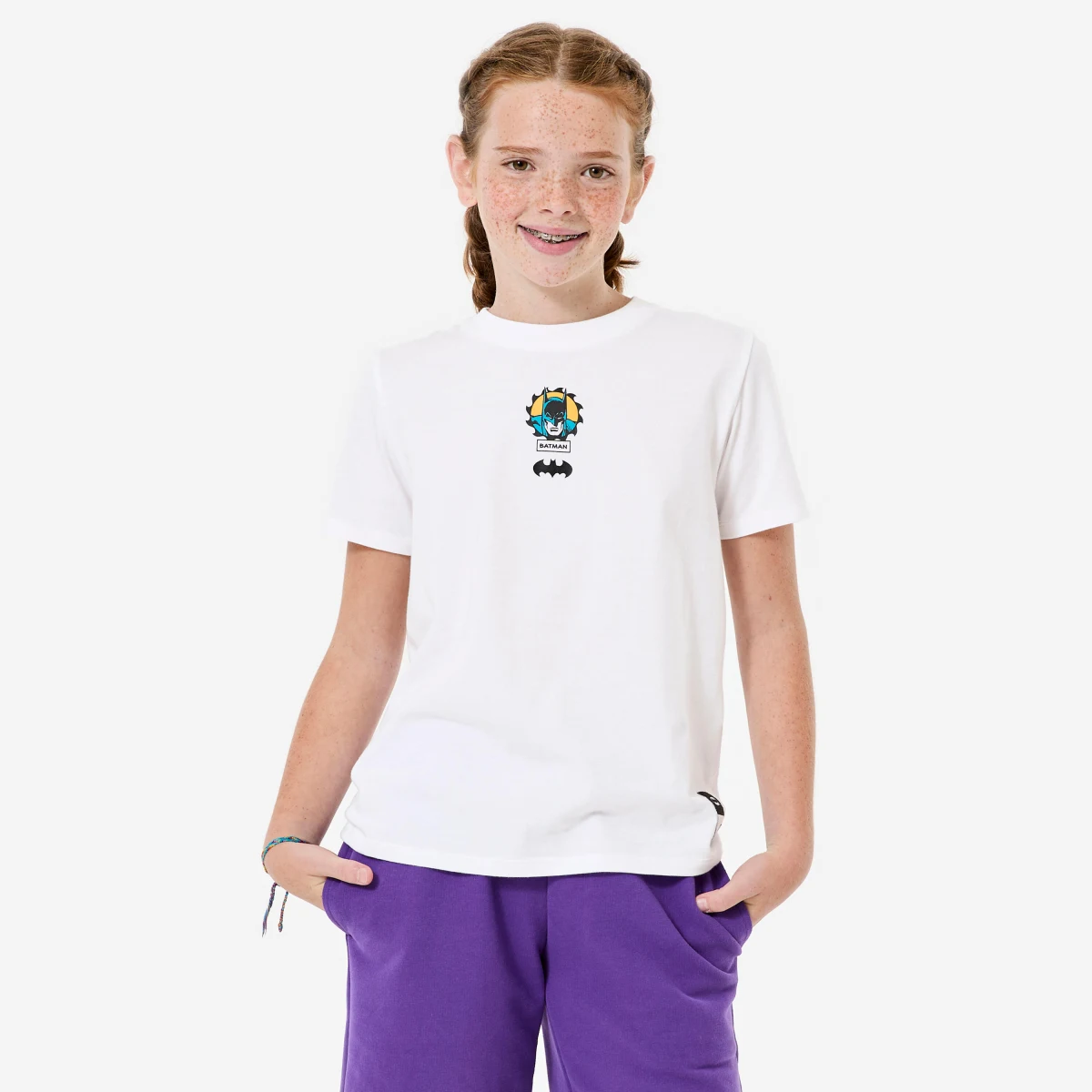 DECATHLON Detské tričko s Batmanom bielo-žlté 7-8 r (123-130 cm) · záber 2