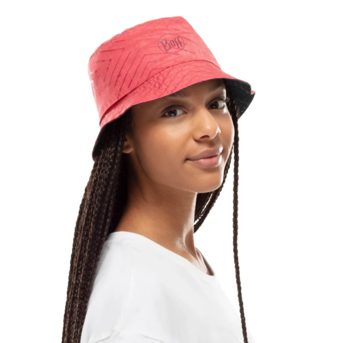 Klobúk BUFF TRAVEL BUCKET HAT COLLAGE RED-BLACK -RED-Standard · záber 5