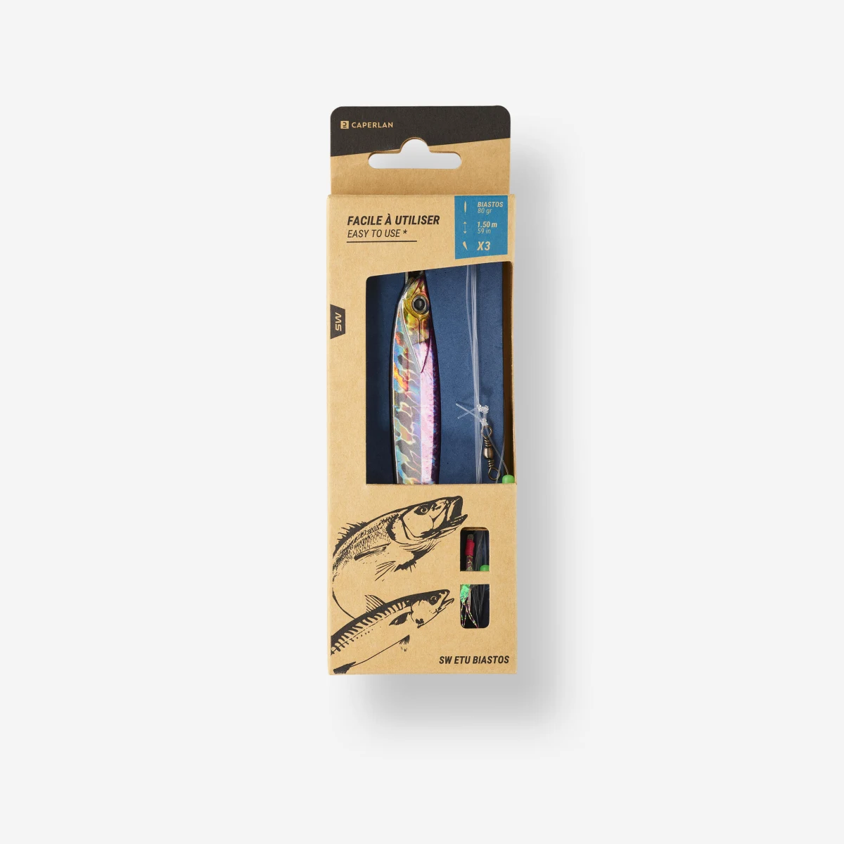 CAPERLAN Súprava montáže s pierkami + casting Jig SW ETU Biastos 80 g na morský rybolov bez · záber 1