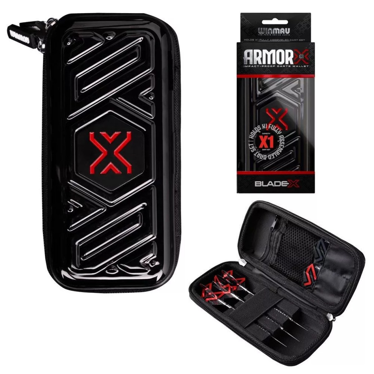 Darts tok Winmau Blade X Armor G1 - fekete, egy szett tárolására alkalmas gravírozott · záber 1